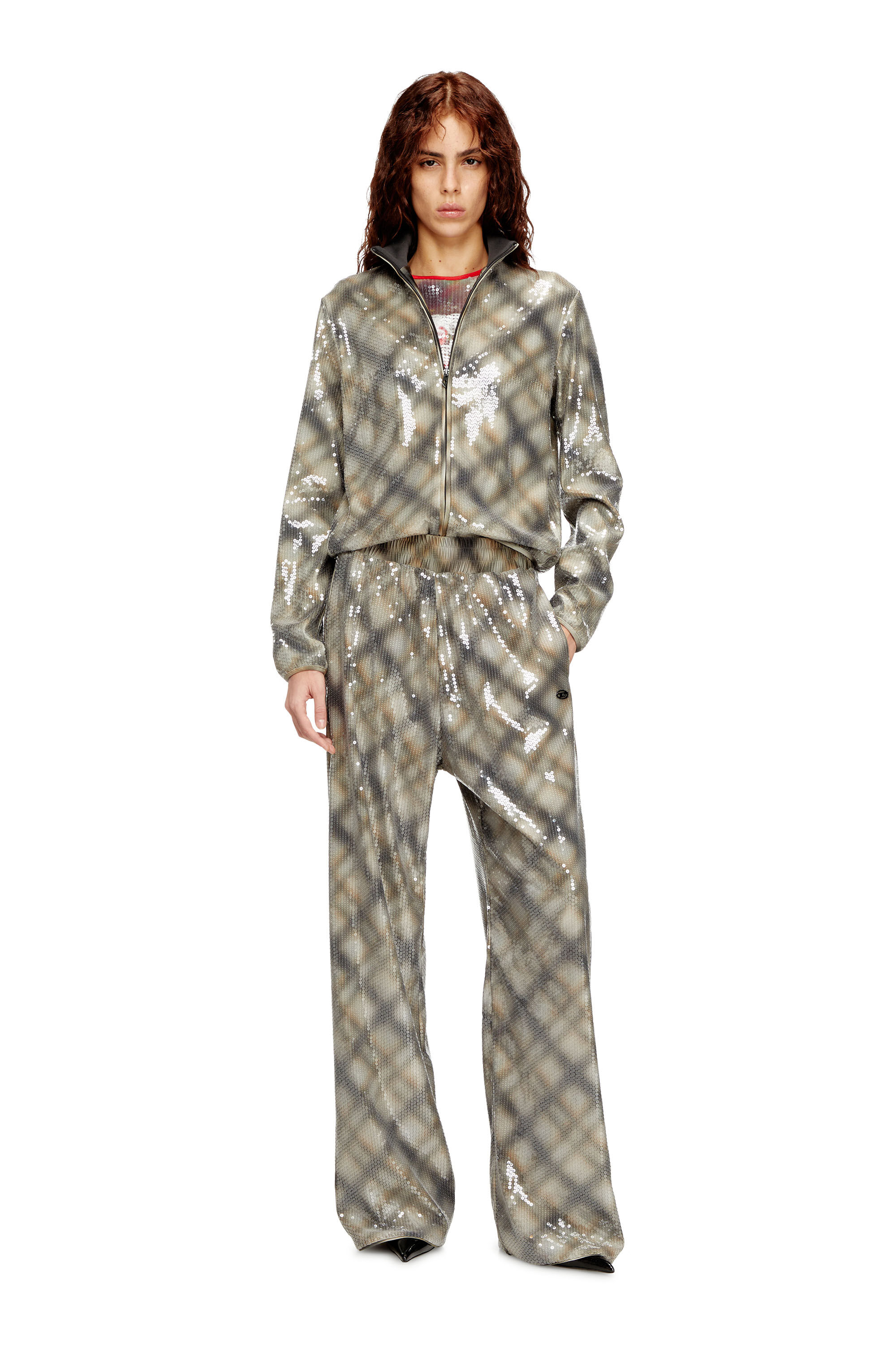 Diesel - P-ERQUEEN, Woman's Sequined pants in with plaid design in null - 1