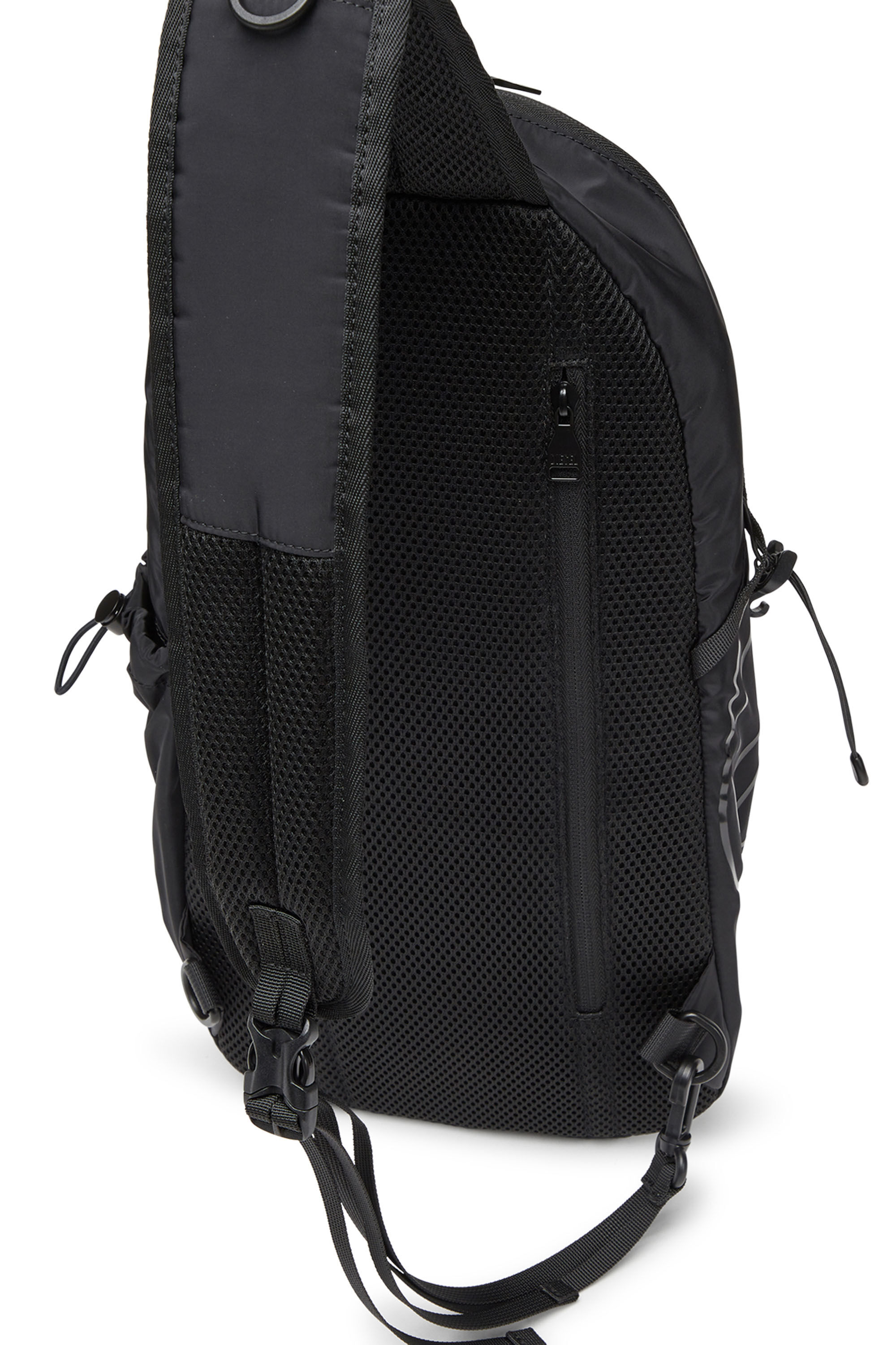 Men's Drape-Nylon sling backpack with tonal logo | Black | Diesel