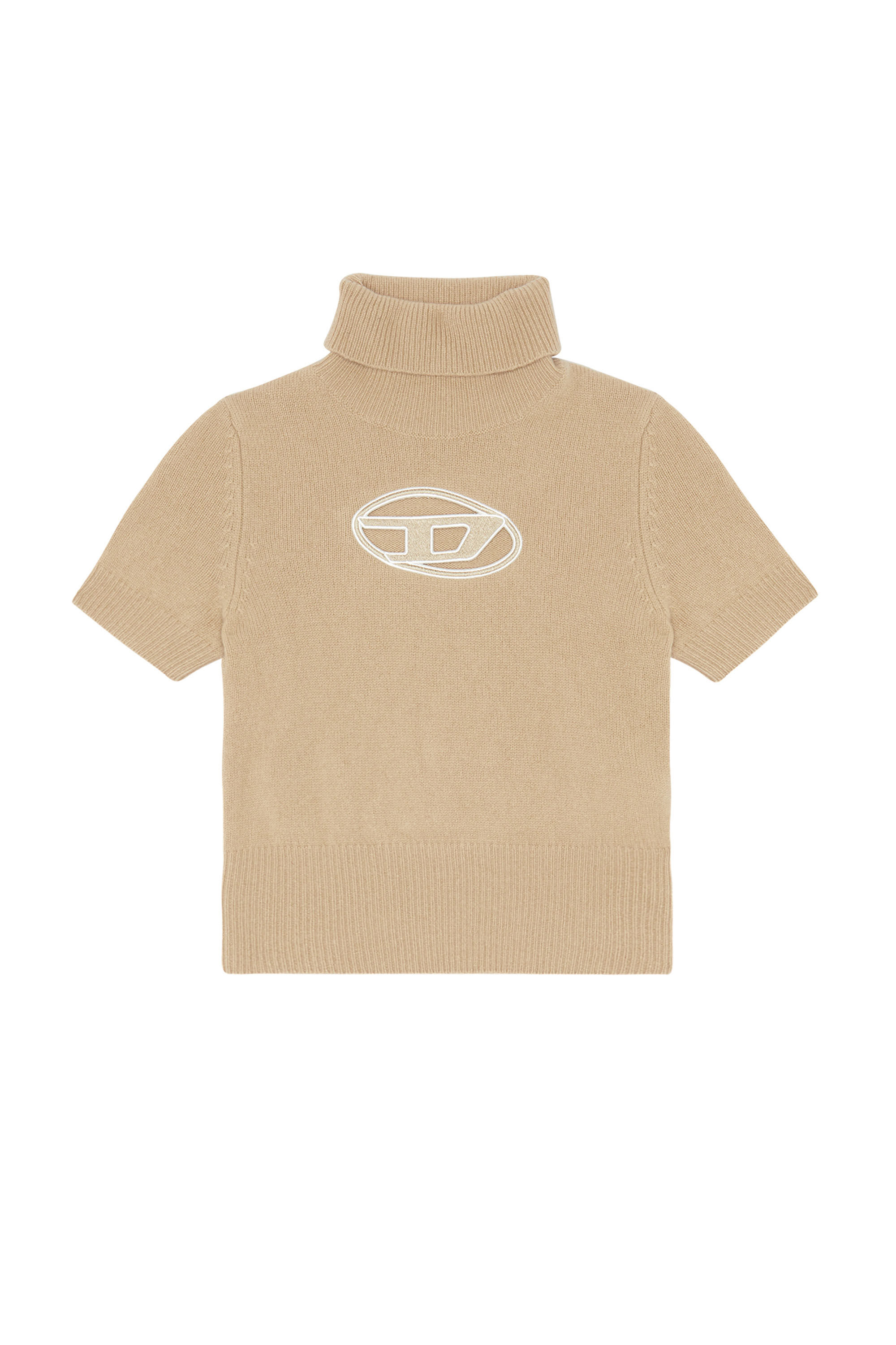 Diesel - M-ARGARET, Woman's Short-sleeve jumper with cut-out logo in Beige - 2