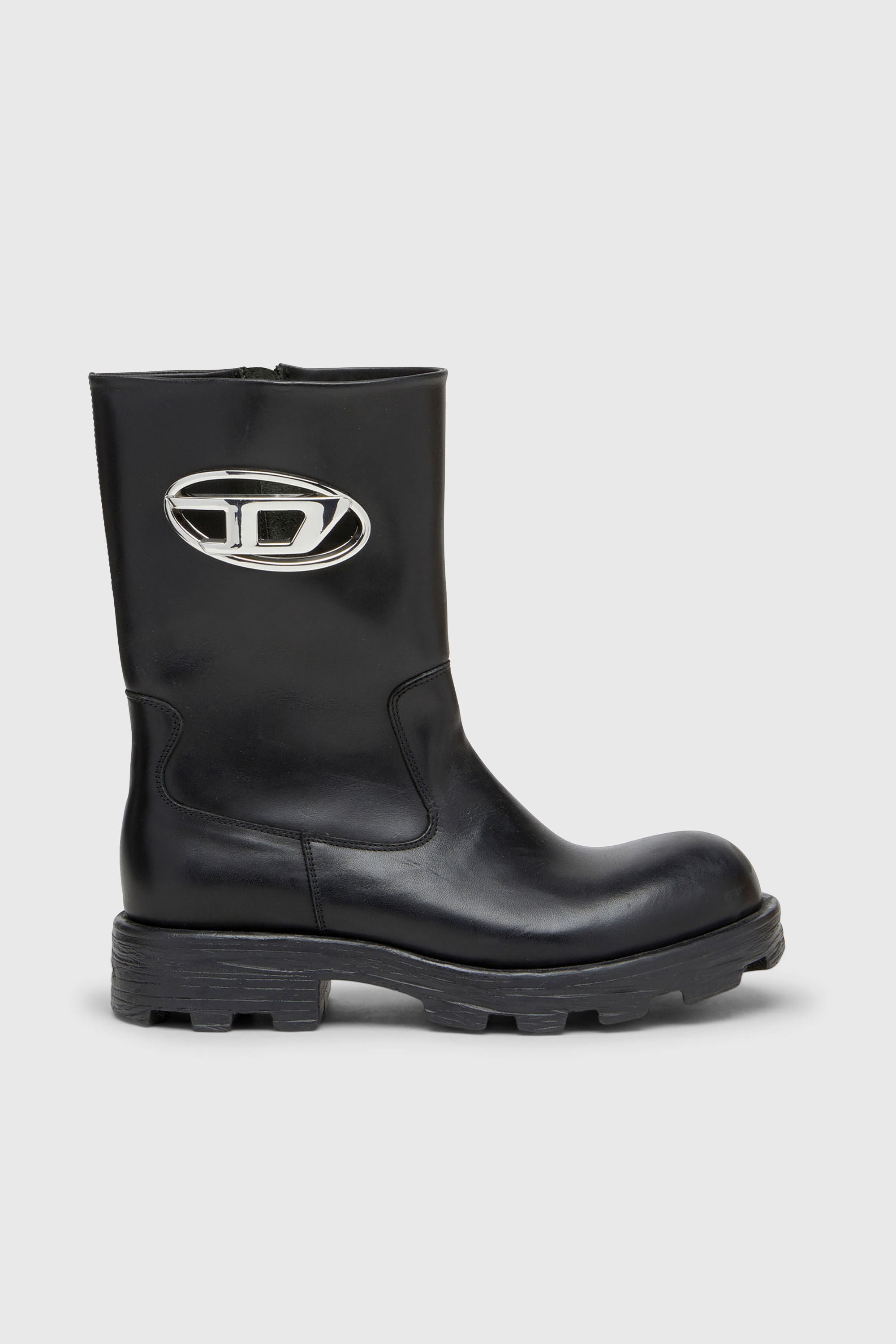 Diesel - D-HAMMER BKR D W, Woman's D-Hammer-Cut-out leather boots with logo hardware in Black - 1