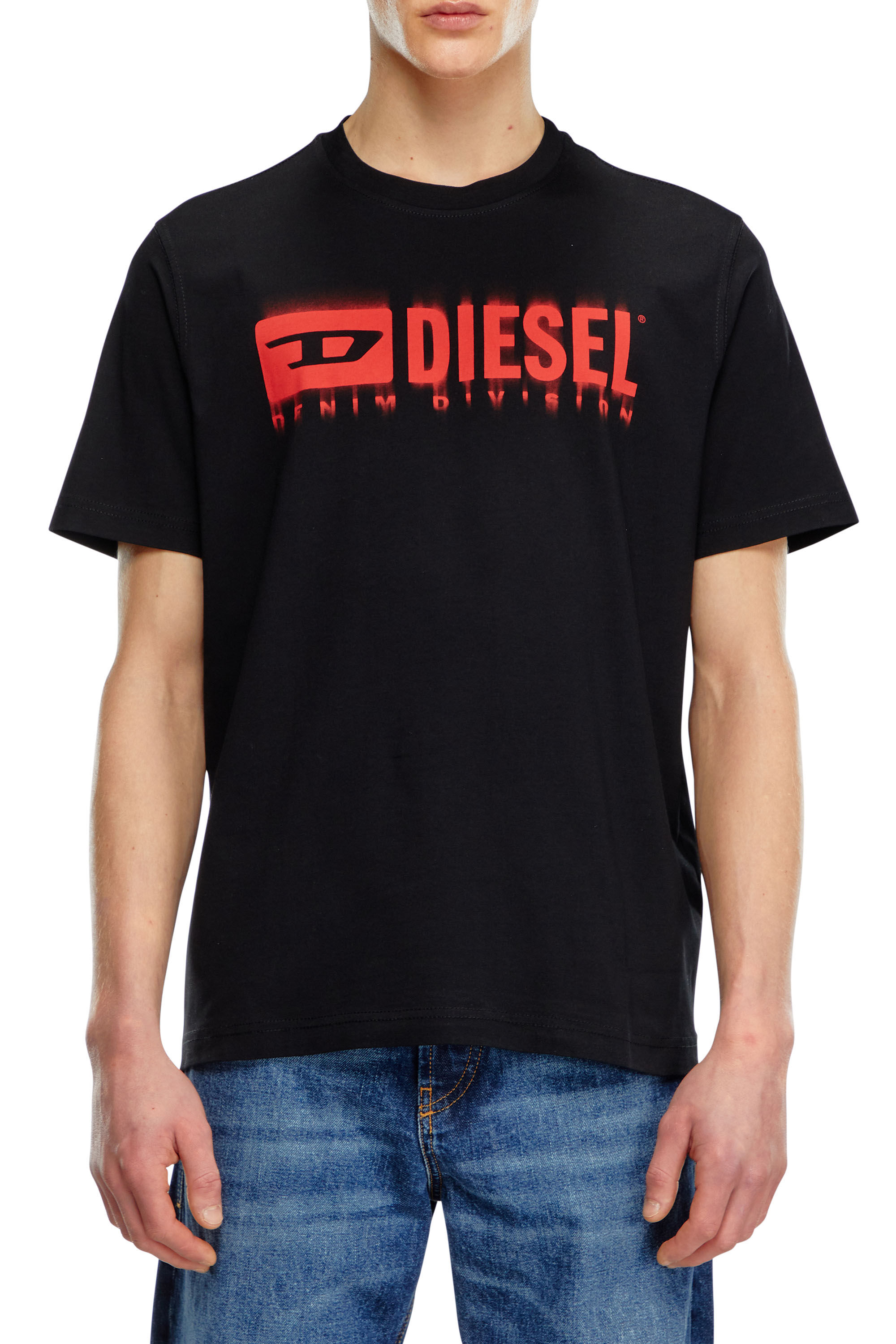 Diesel - T-ADJUST-Q7, Man's T-shirt with blurry Diesel logo in Black - 1