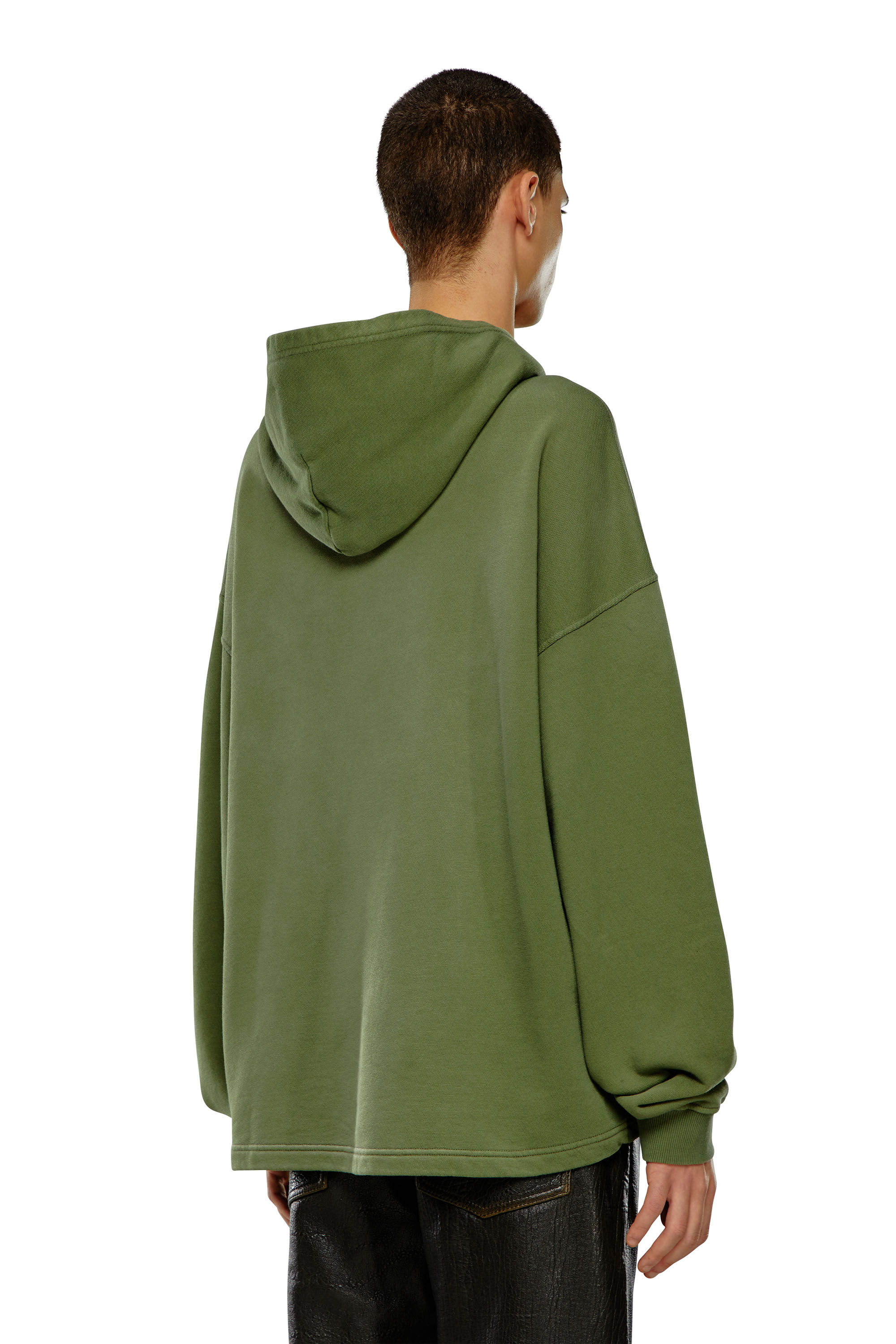 Diesel - S-BUNT-HOOD, Man's Hoodie with Diesel Design Studio print in Olive Green - 4