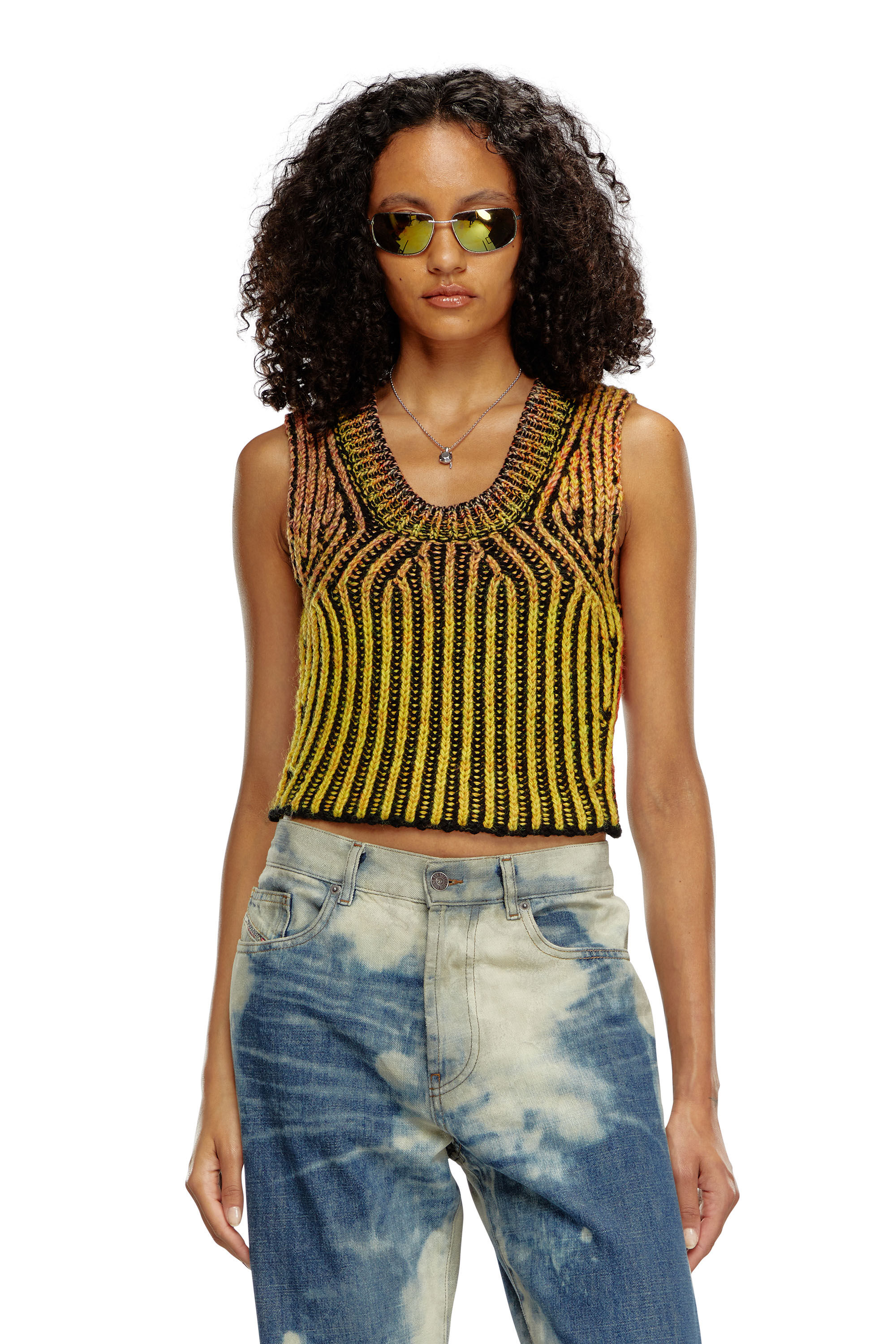 Diesel - M-ORKIDEA, Woman's Cropped top in dégradé knit in Orange - 3