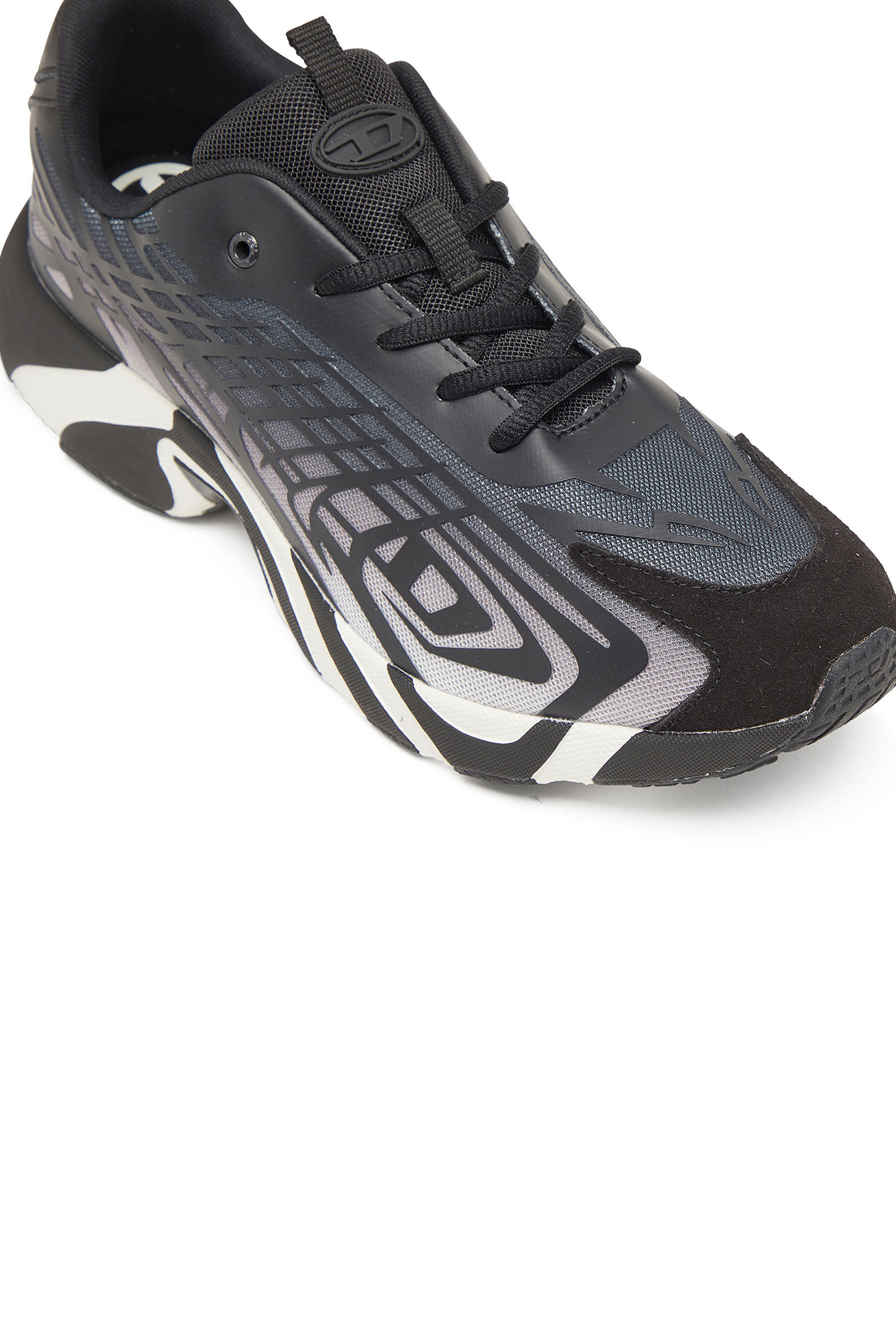 Diesel - S-D-VIT'S 500 LOW, Man's D-Vit-Sneakers in striped dégradé mesh in Black/White - 6