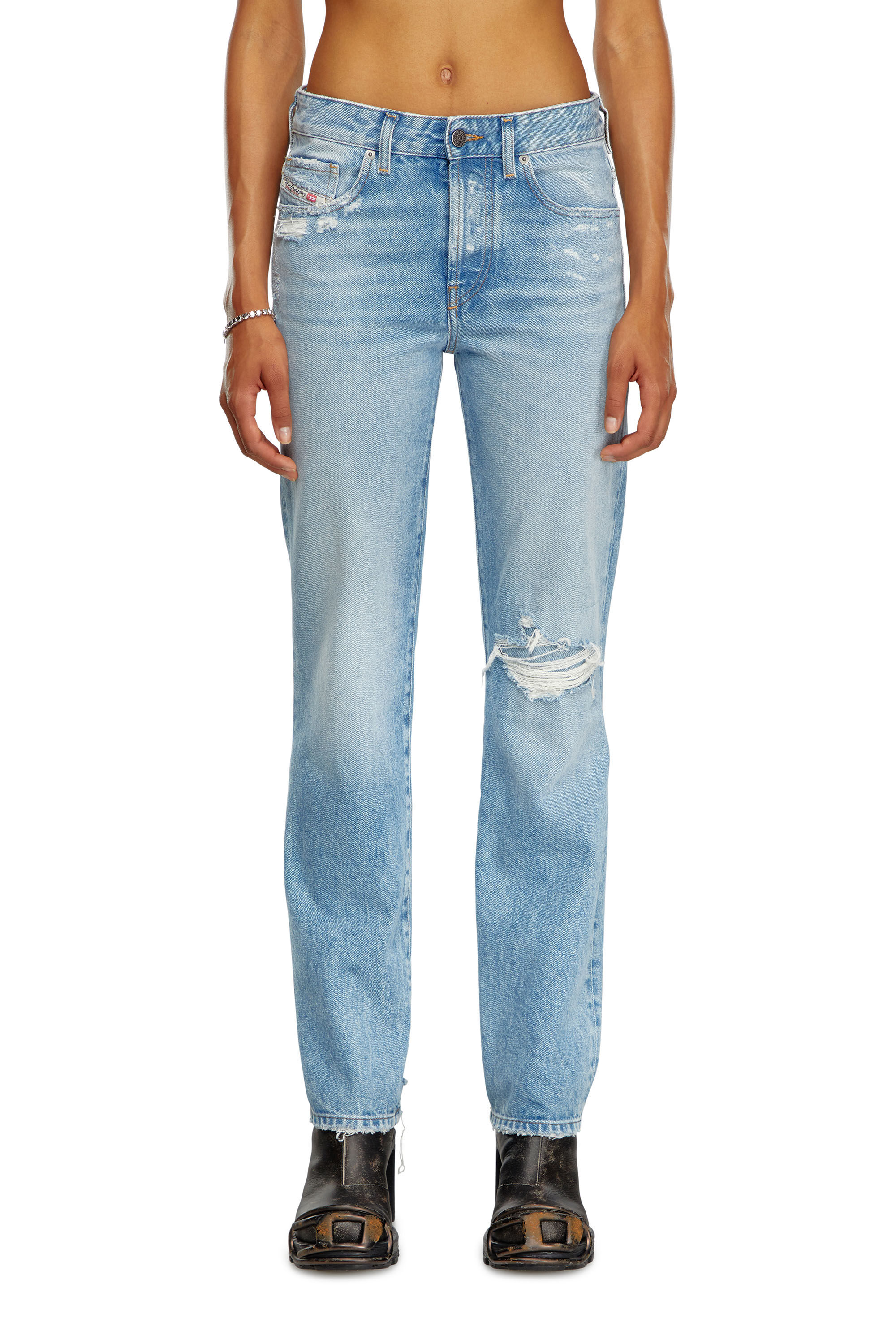 Diesel - Woman's Straight Jeans 1989 D-Mine 09J80, Light Blue - 3