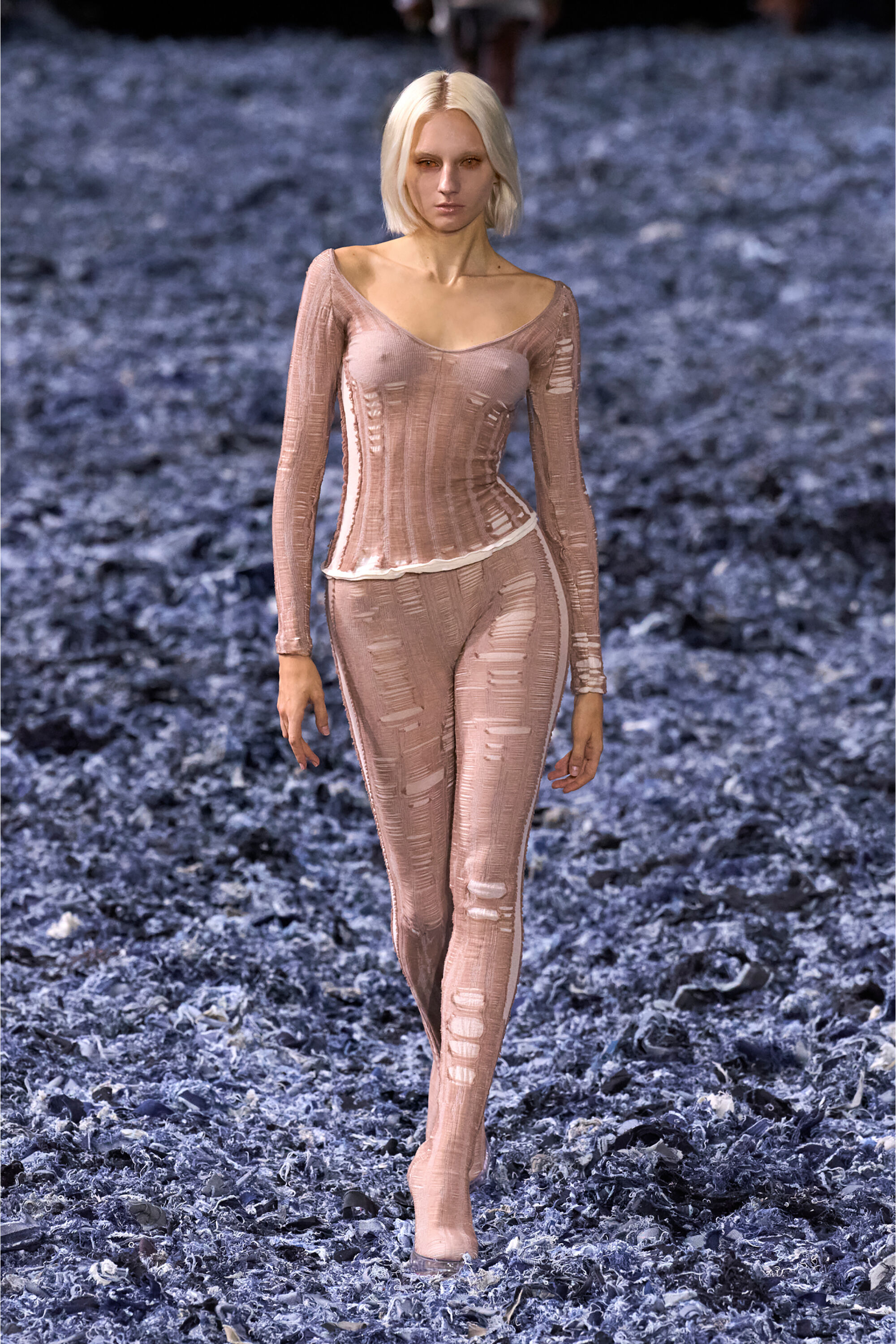 Diesel - M-CALAI, Woman's Seamless top with lingerie illusion in Beige - 6