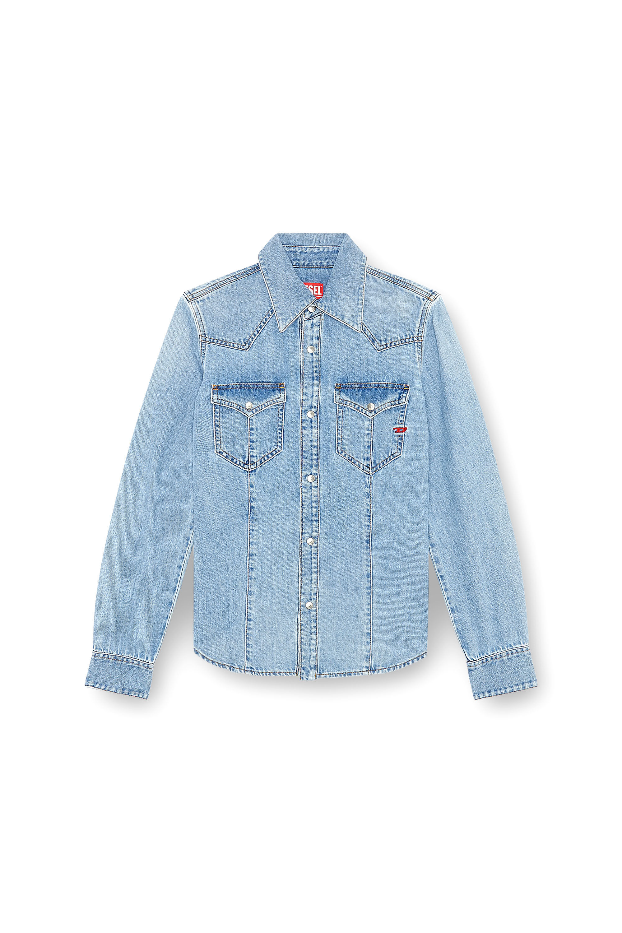 Diesel - DE-WAVES, Woman's Western shirt in denim in Light Blue - 2