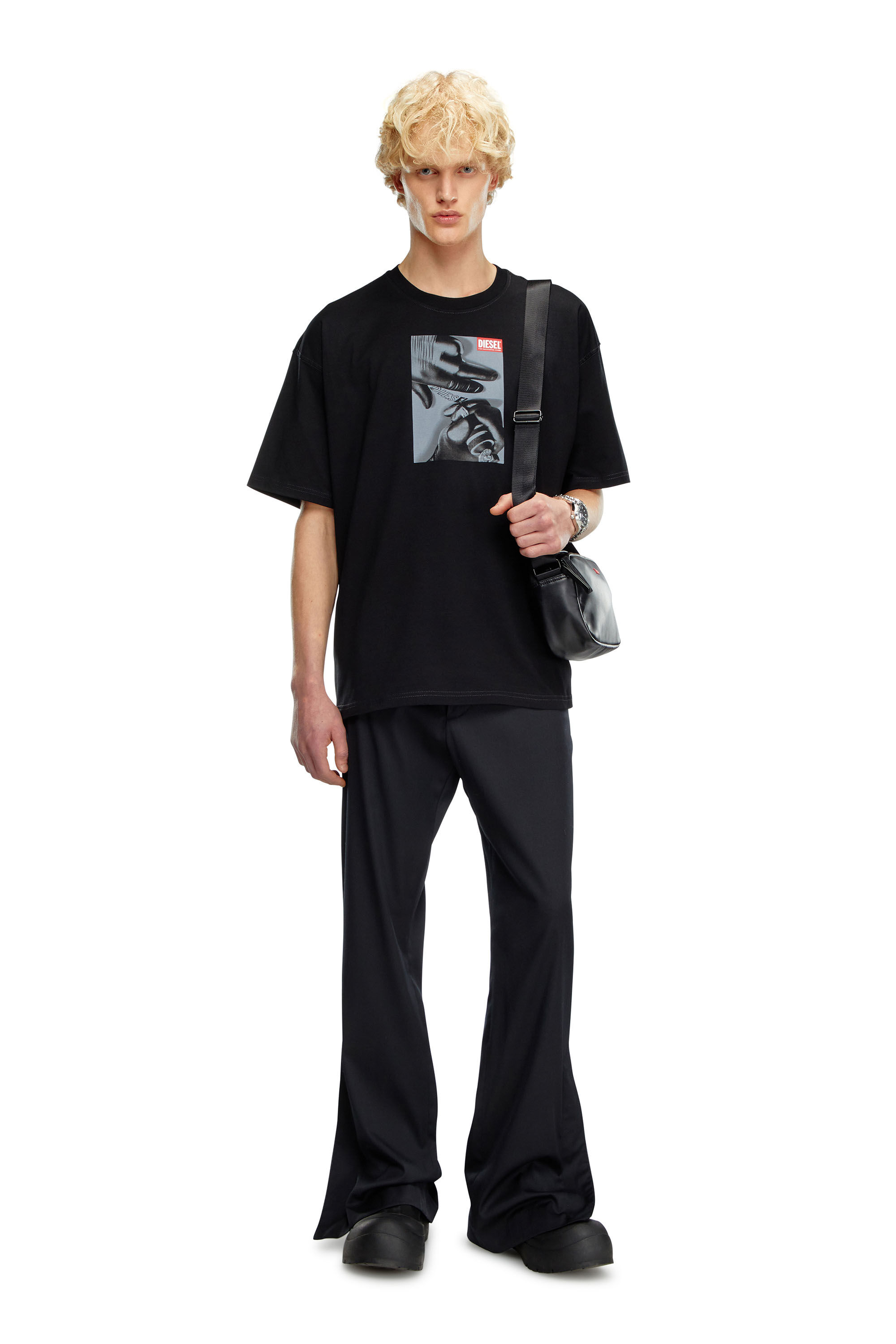 Men's T-shirt with tattoo glove print | Black | Diesel