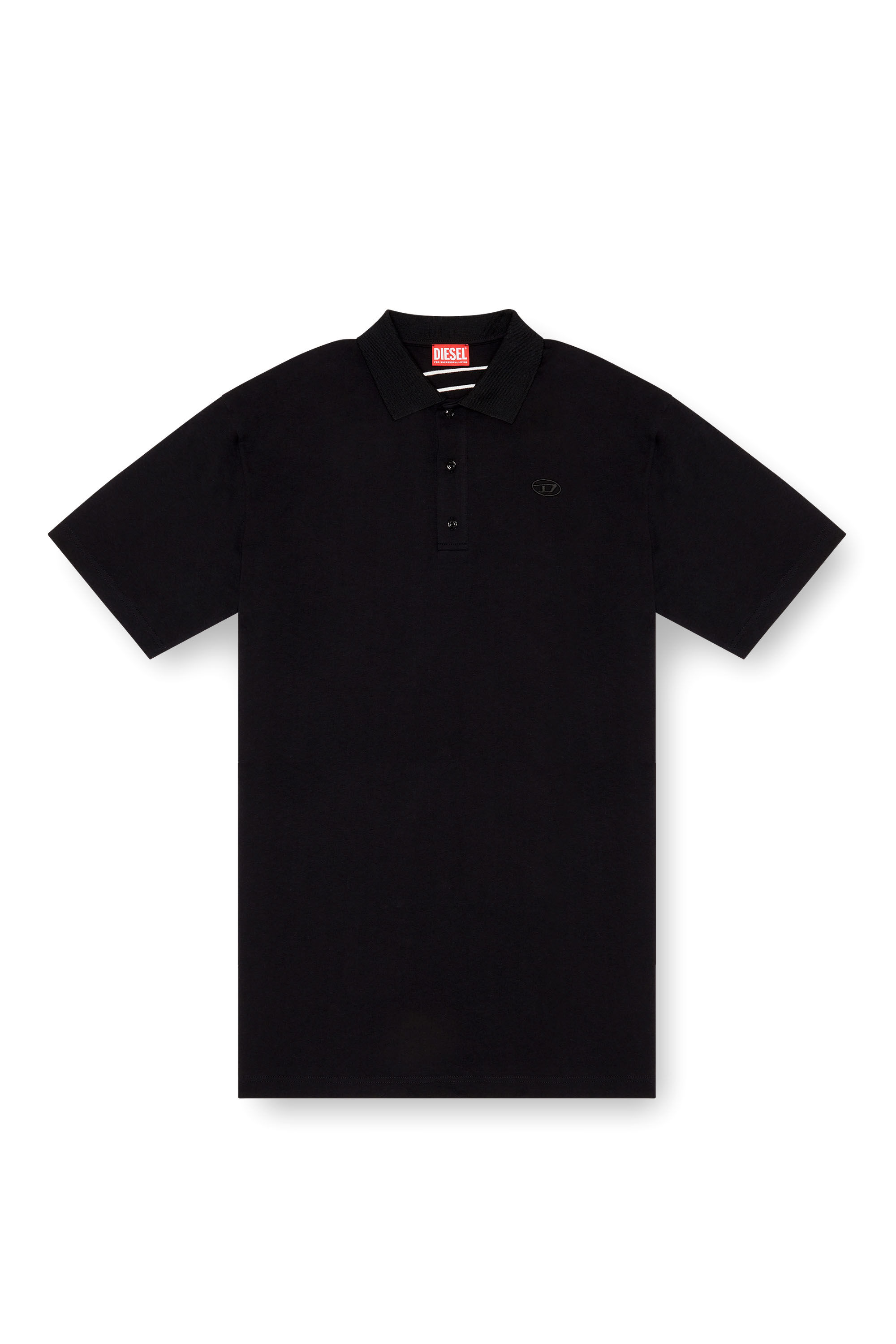 Diesel - T-VORT-MEGOVAL-D, Man's Polo shirt with maxi oval D embroidery in Black - 2