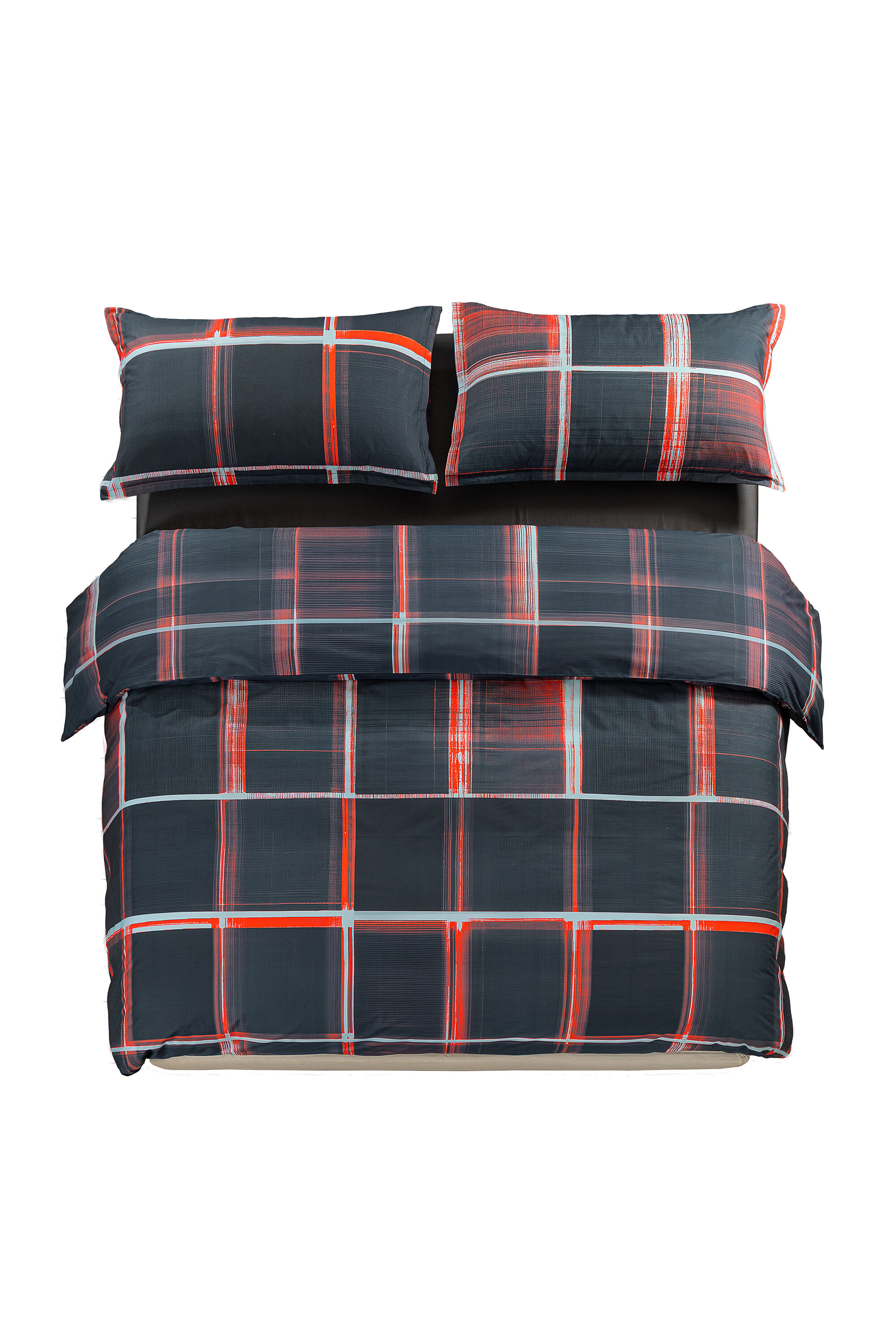 Diesel - 1016331 PSYCHEDELIC CHECKS DARK  DUVET C, Unisex's Percale duvet cover parure  for a queen-size bed in Black/Red - 1