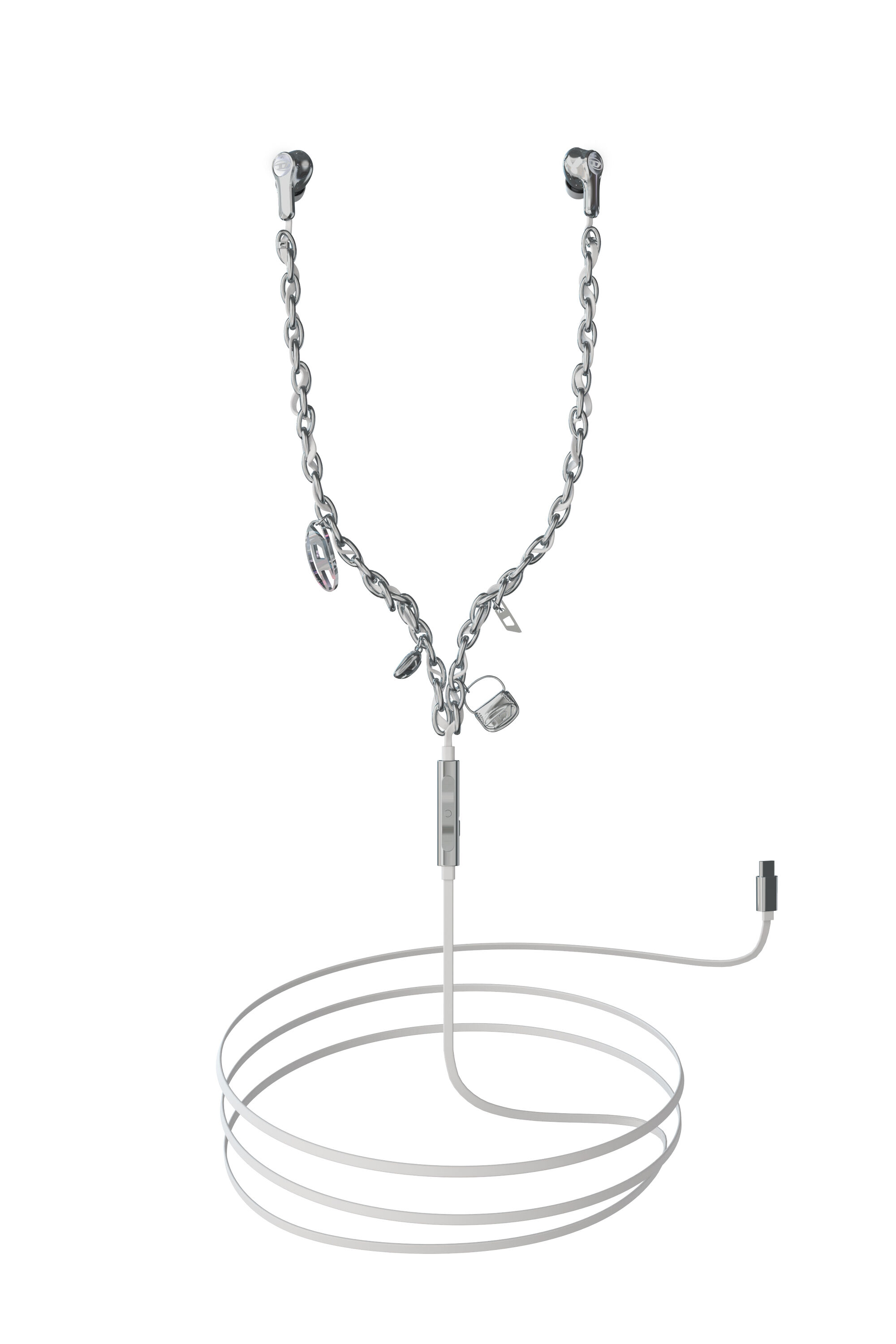 Women's Wired Earbuds and charms | Silver | Diesel {{Country}}