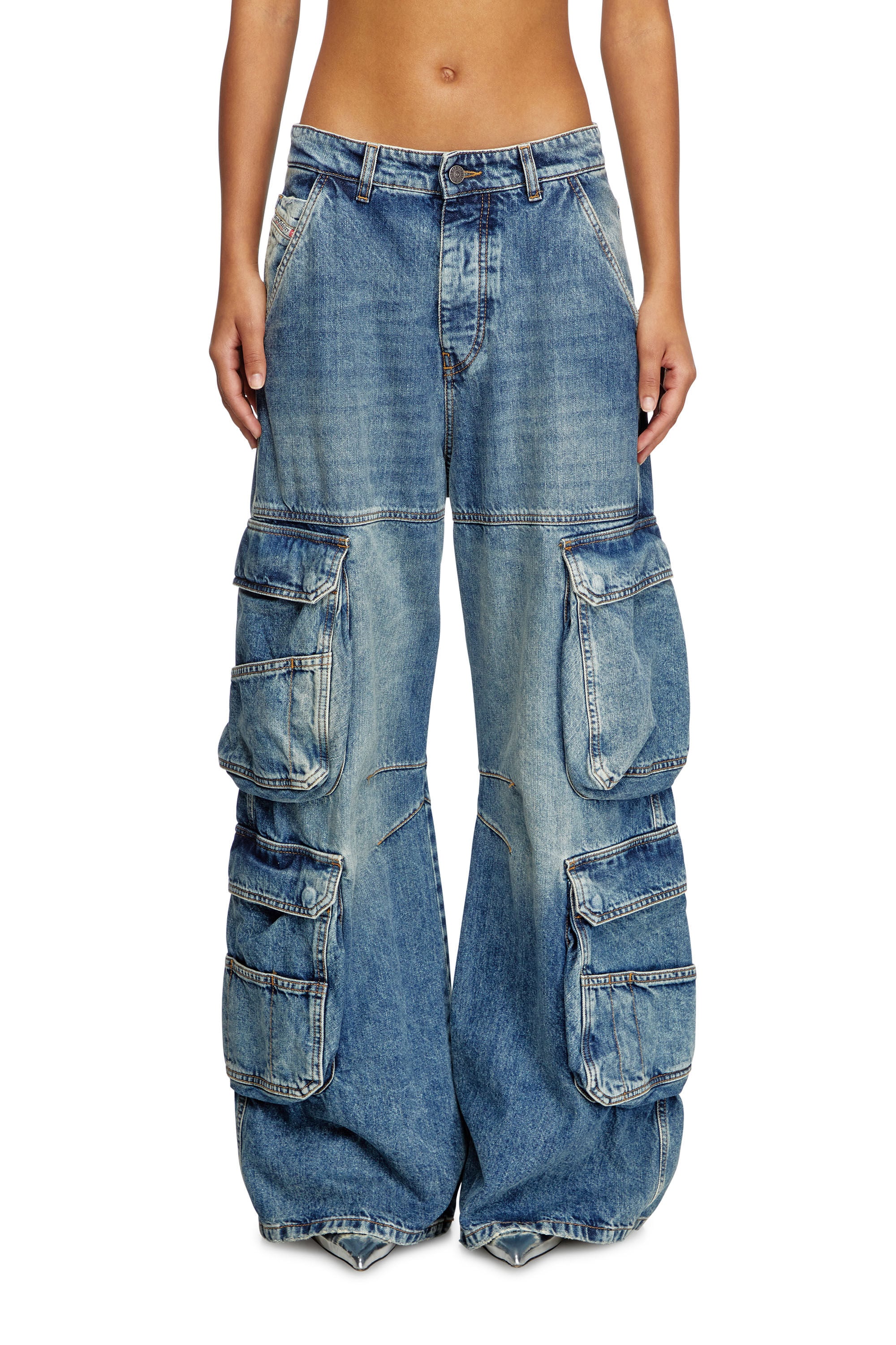 Diesel Cargo denim pants 【着画アリ】 1996 D-Sire Women: Cargo Jeans with pockets, medium blue | Diesel