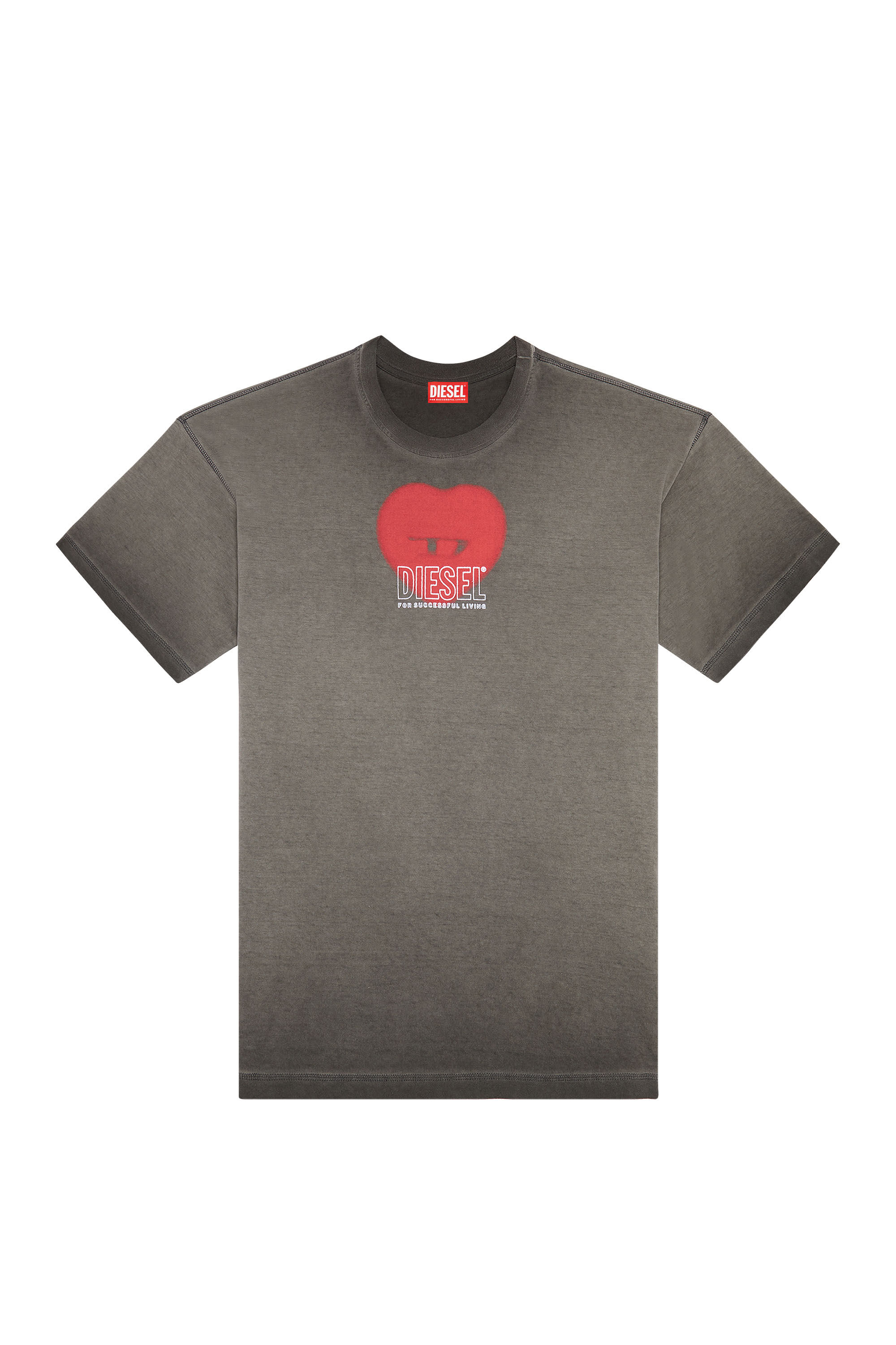 Diesel - T-BUXT-N4, Man's T-shirt with heart print in Dark grey - 2