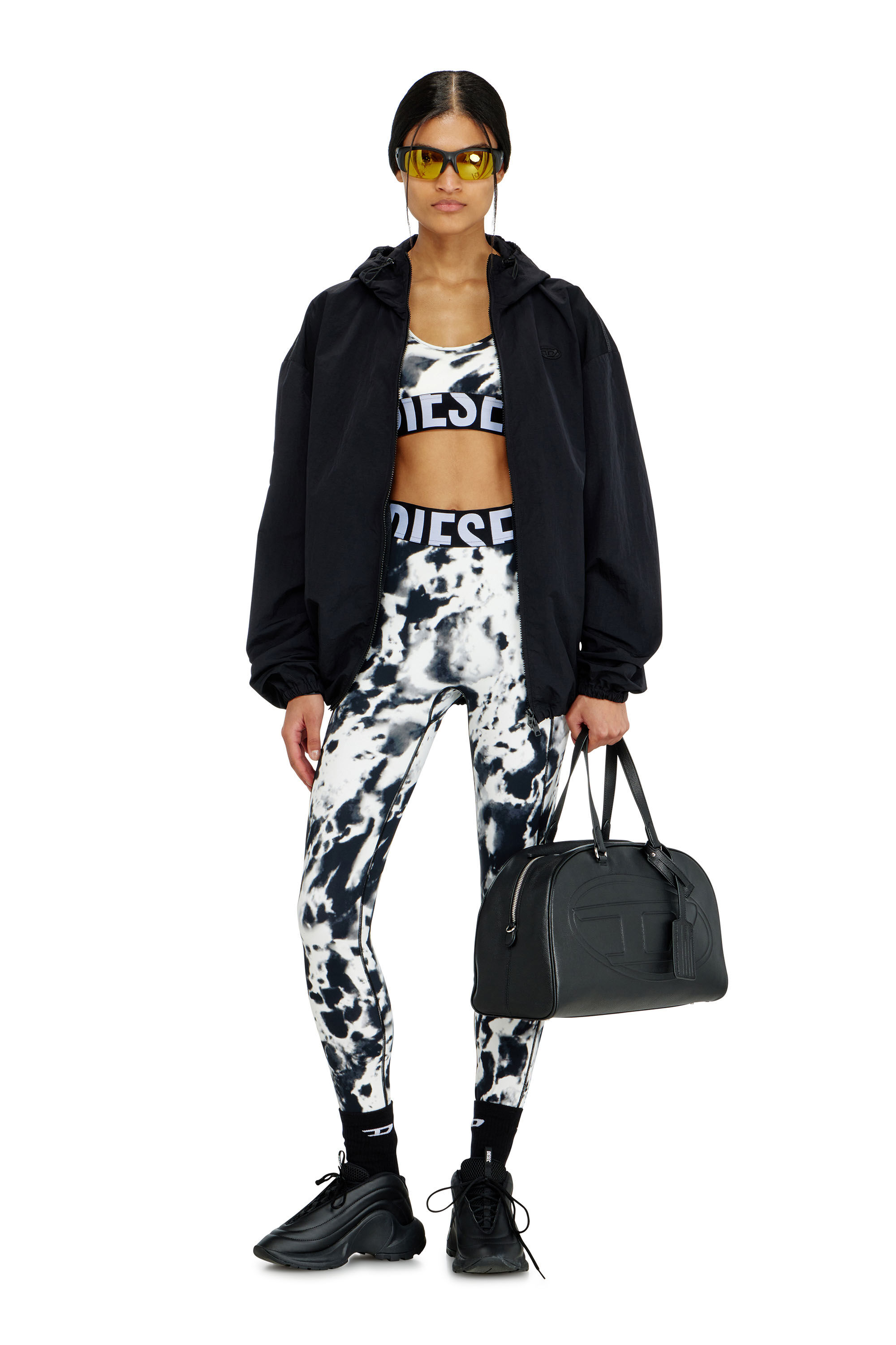 Diesel - ALLISON-D-POP, Woman's Sports bra in printed microfibre in White/Black - 5