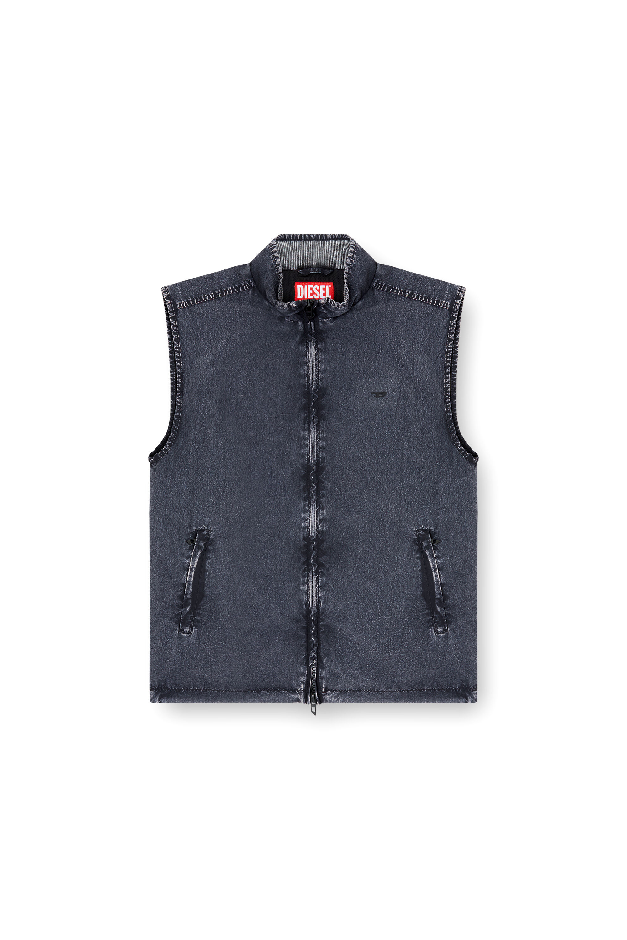 Diesel - J-ERB, Man's Vest in recycled nylon taslan in Black - 2