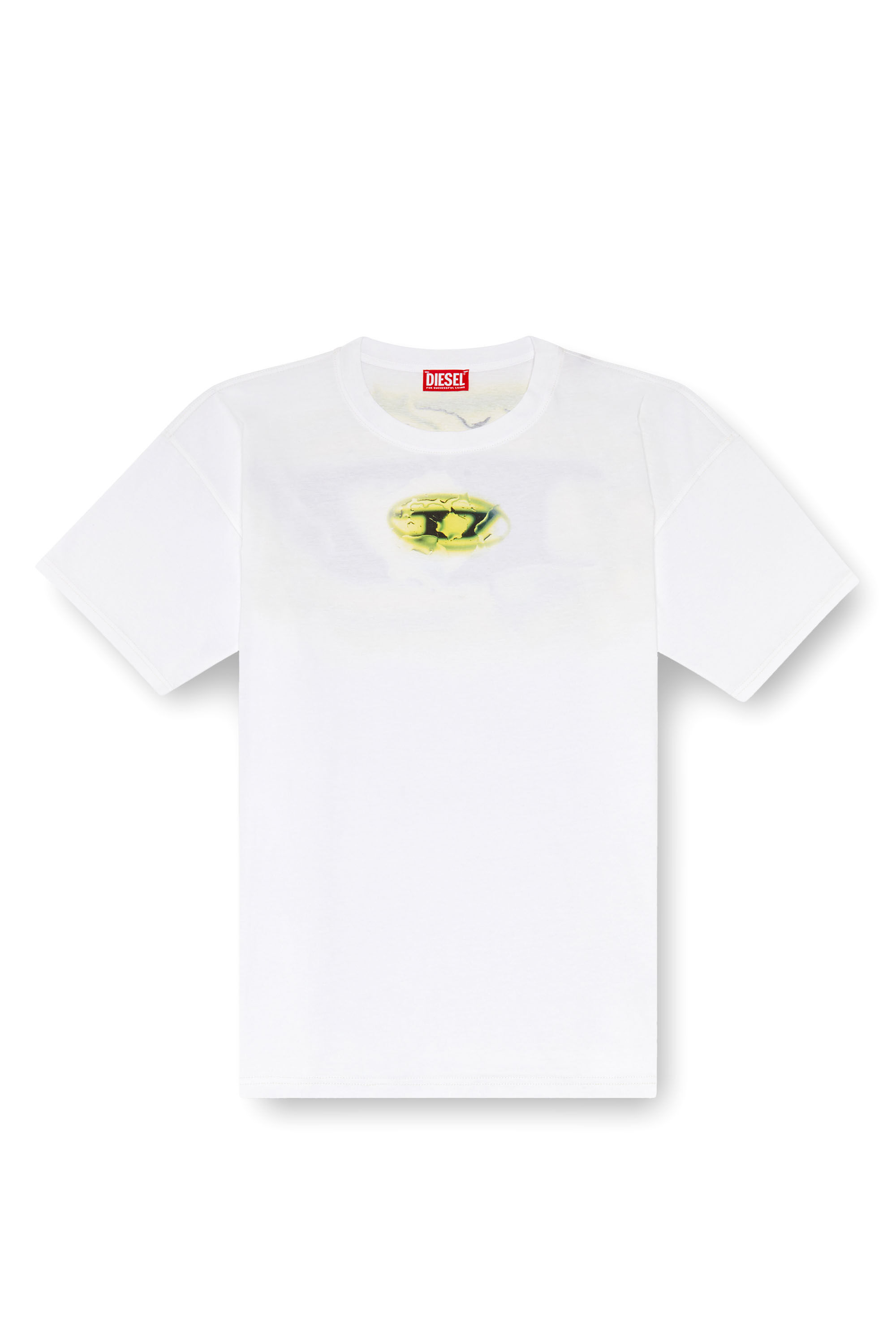 Men s T shirt with glowing effect logo White Diesel