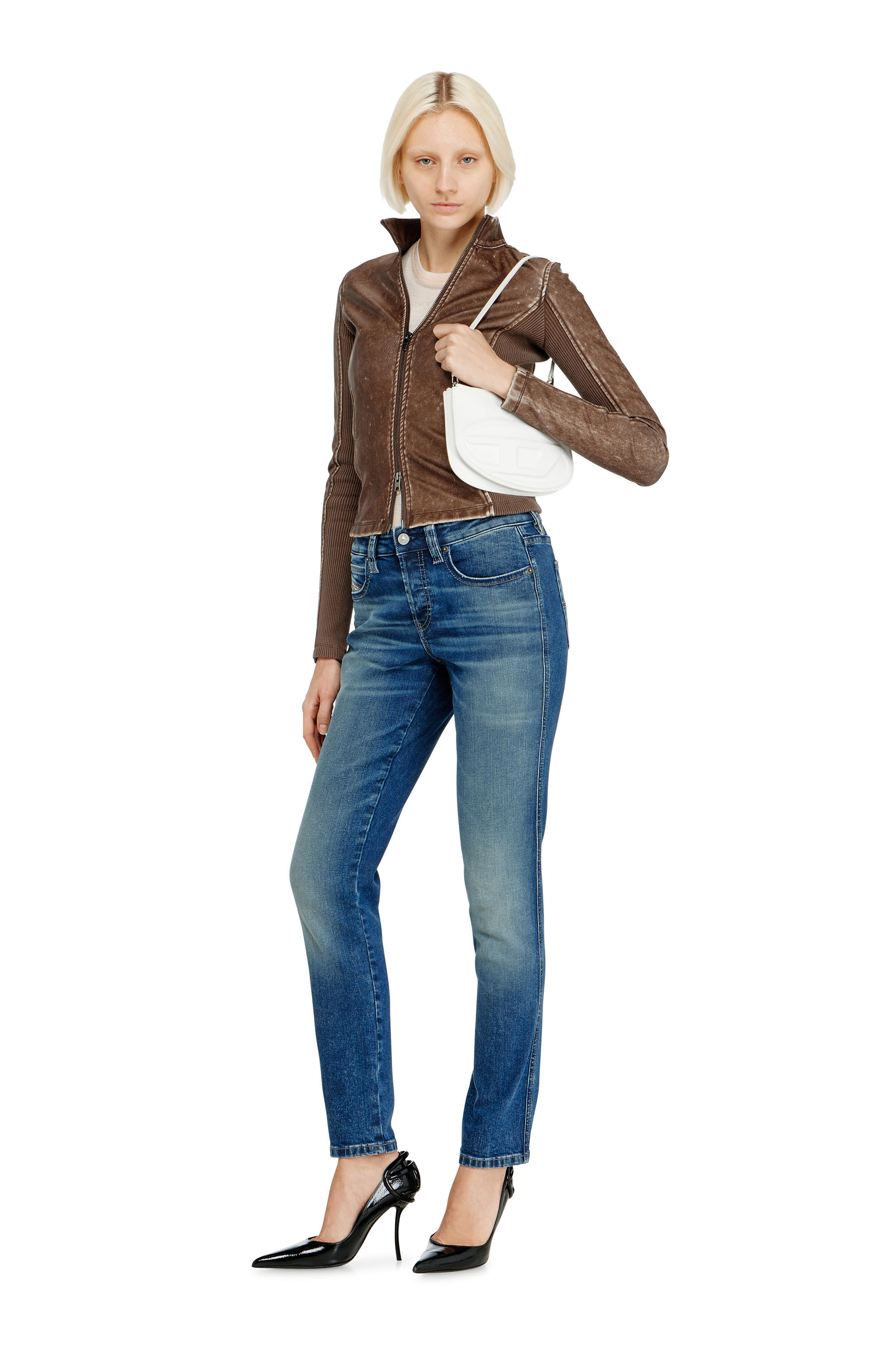 Diesel - 1DR TWIN, Woman's 1DR Twin-Double-pouch shoulder bag in printed leather in White - 1