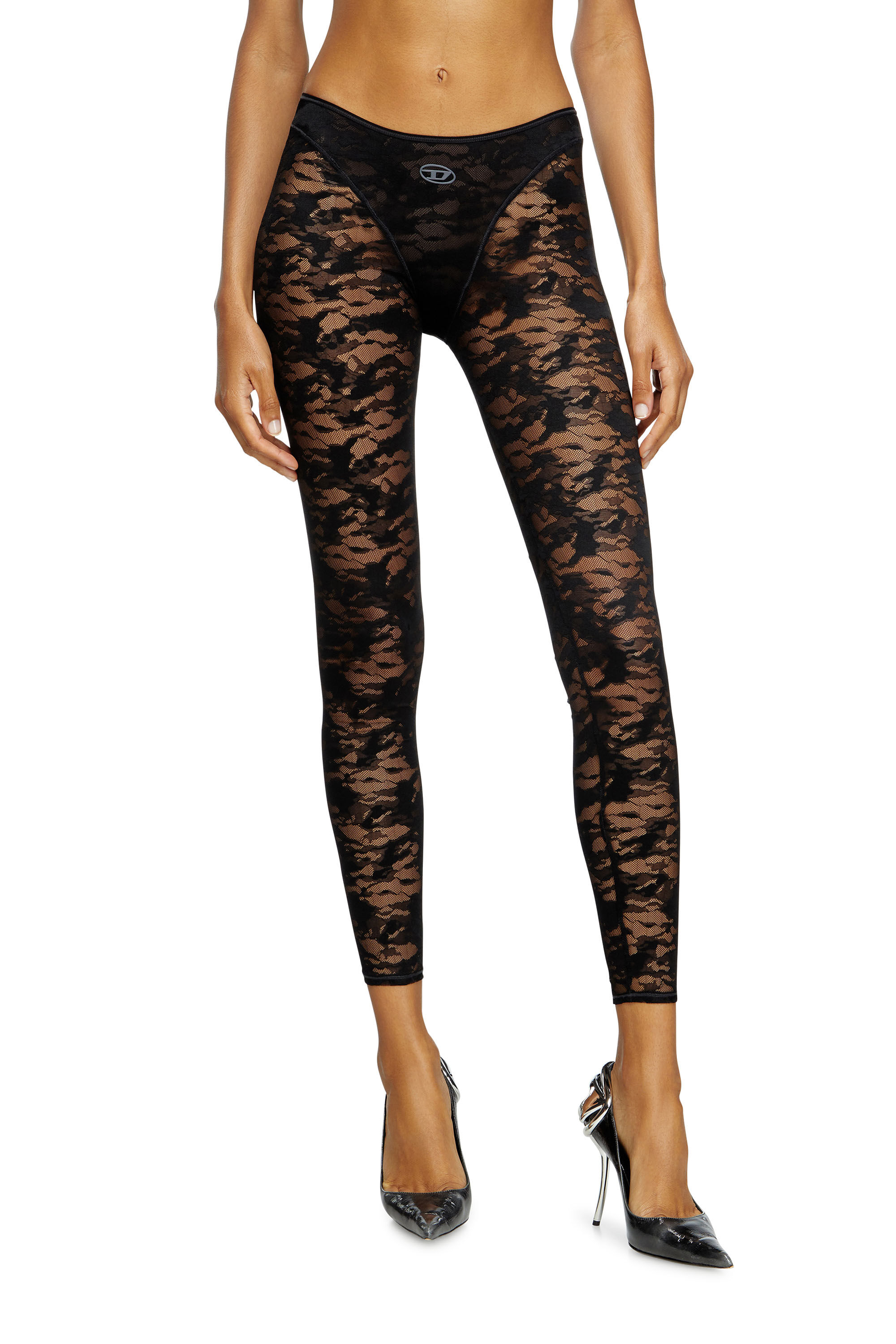 Diesel - CLAIRE-UTLT, Woman's Camo lace leggings in Black - 3