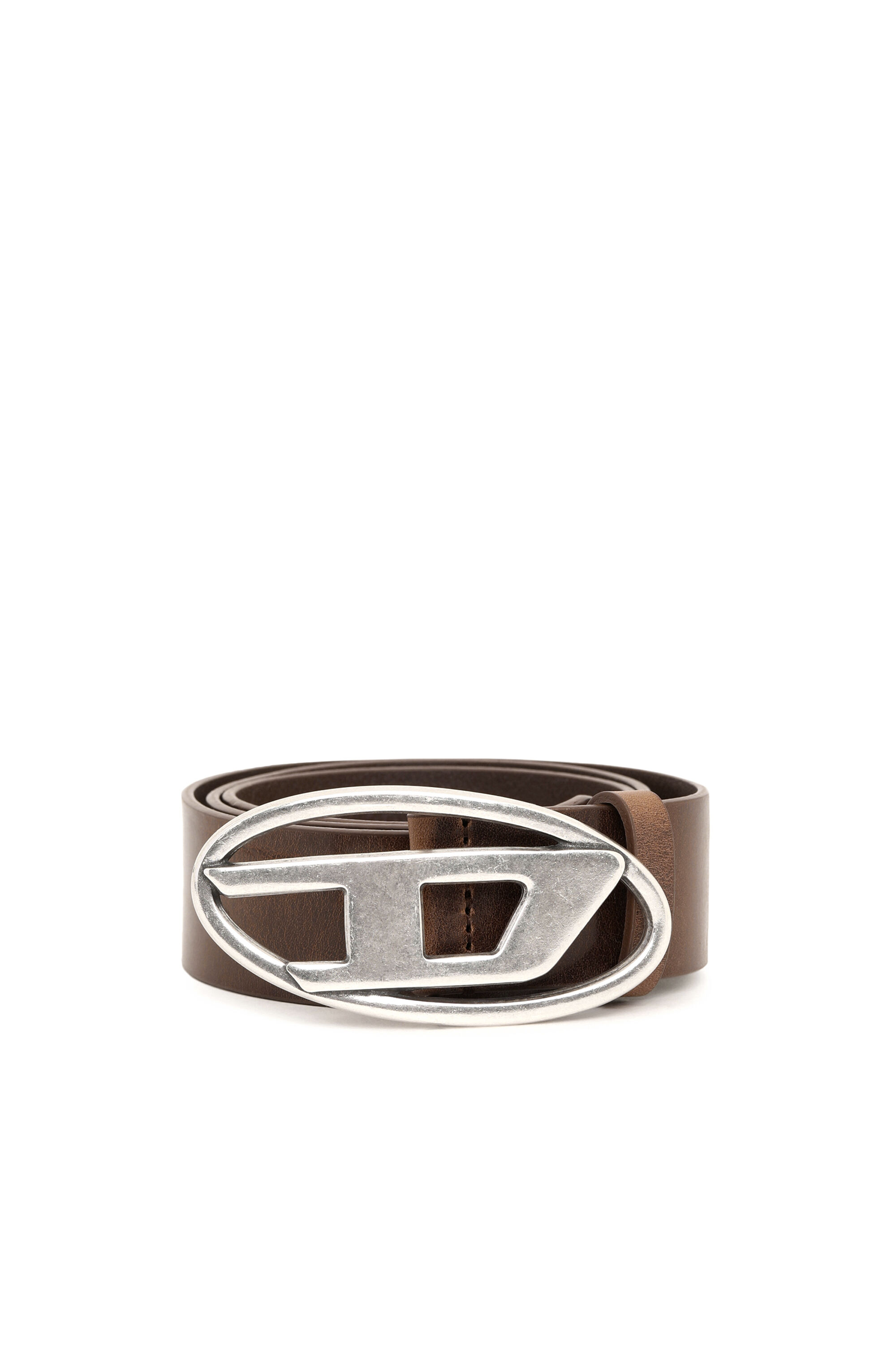 B-1DR: Leather Belt with silver D logo buckle | Diesel