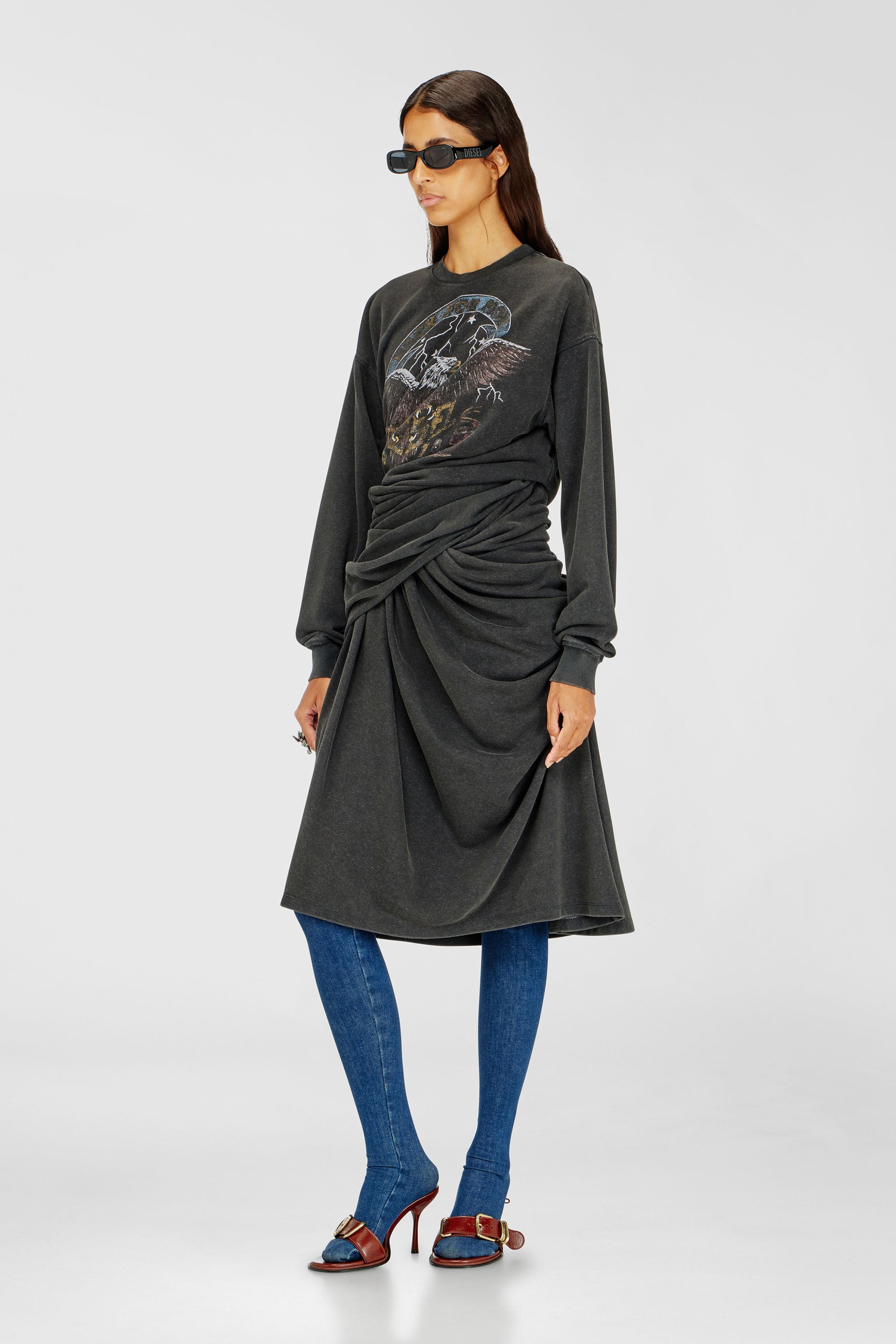 Diesel - D-NENCY, Woman's Sweatshirt dress with concert graphics in null - 3