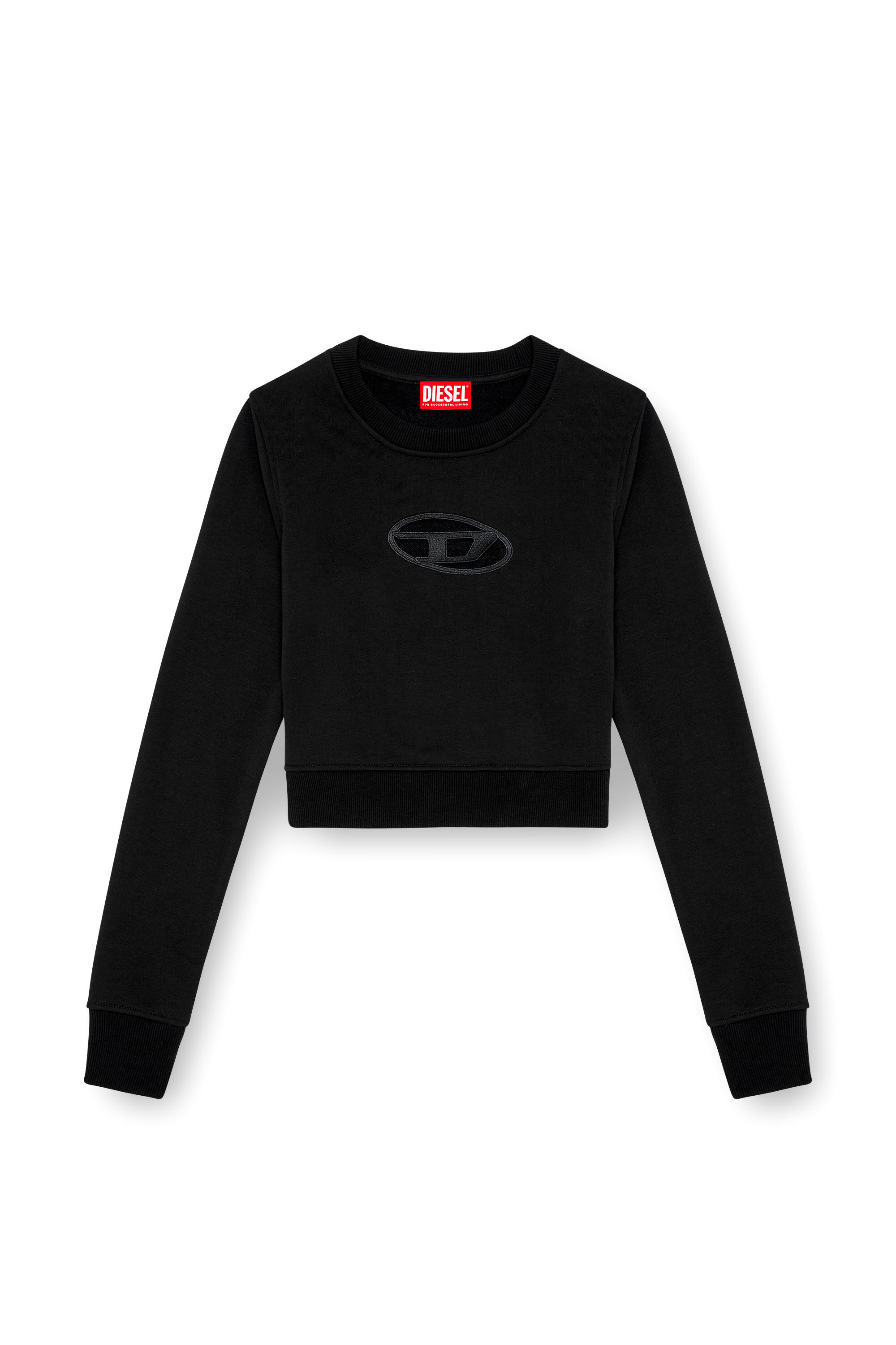 Diesel - F-SLIMMY-OD, Woman's Cropped sweatshirt with cut-out logo in Black - 2