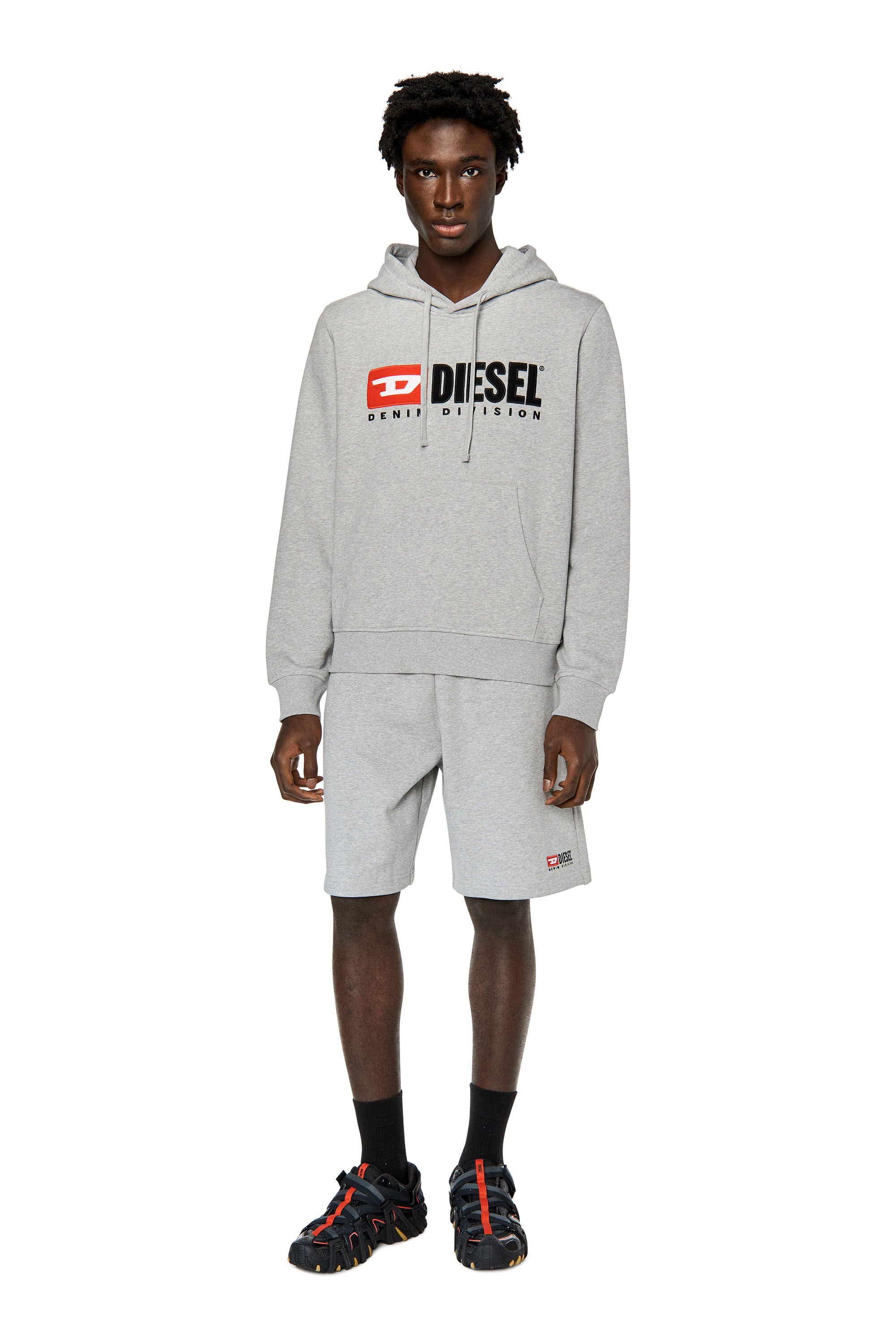 Diesel - P-CROWN-DIV, Man's Sweat shorts with embroidered logo in Grey - 1