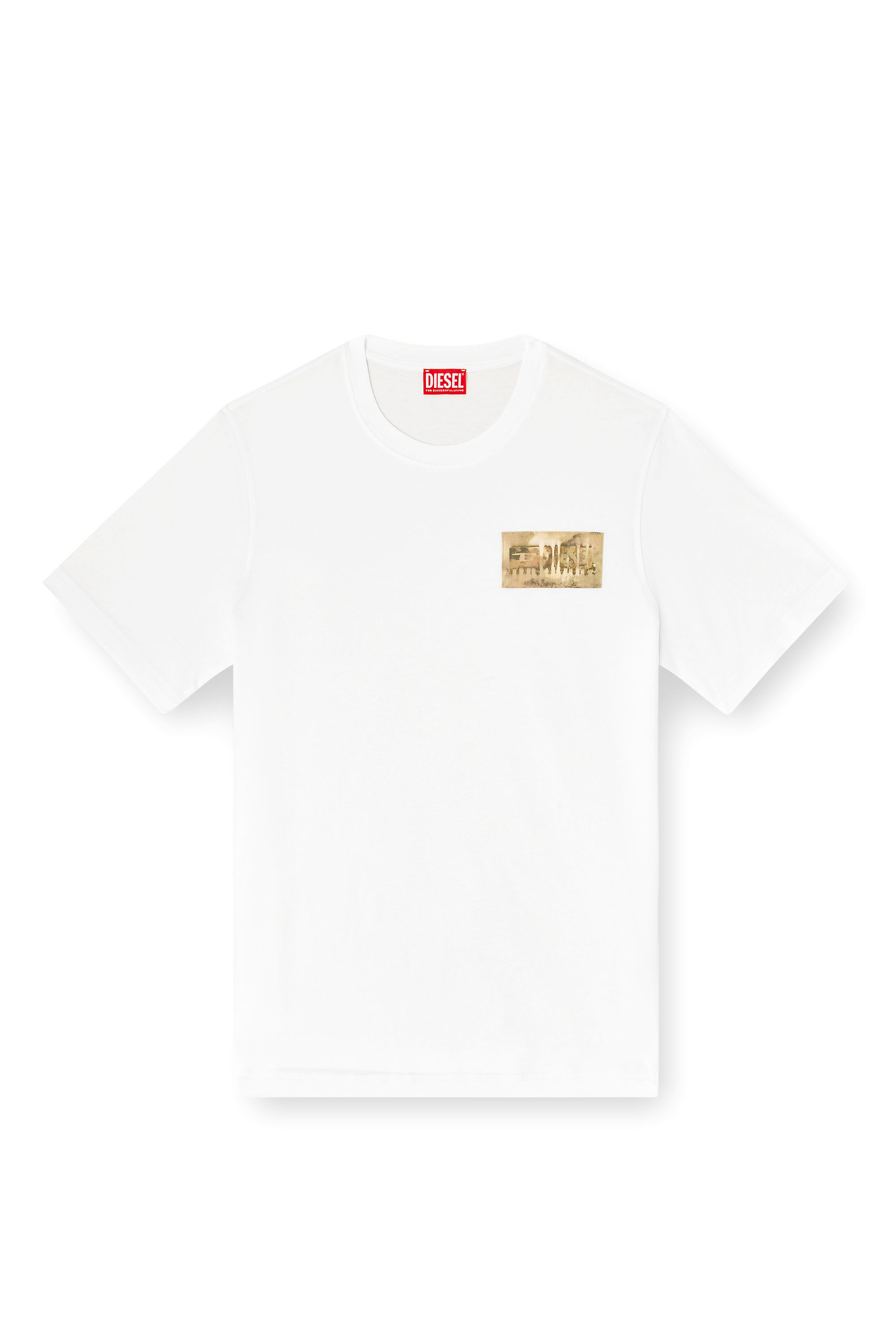 Diesel - T-ADJUST-V4, Man's T-shirt with camouflage patch in White - 2