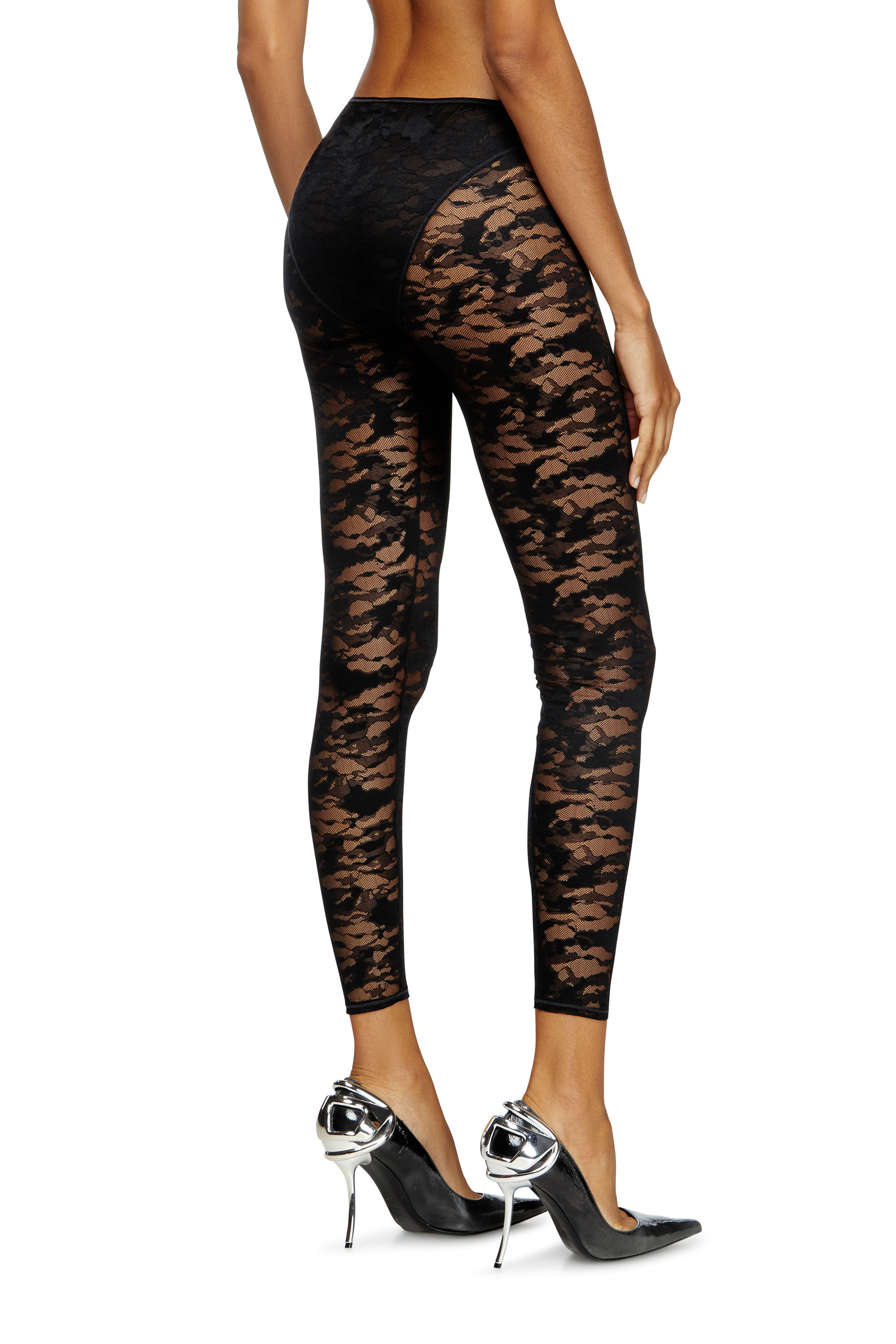 Diesel - CLAIRE-UTLT, Woman's Camo lace leggings in Black - 4