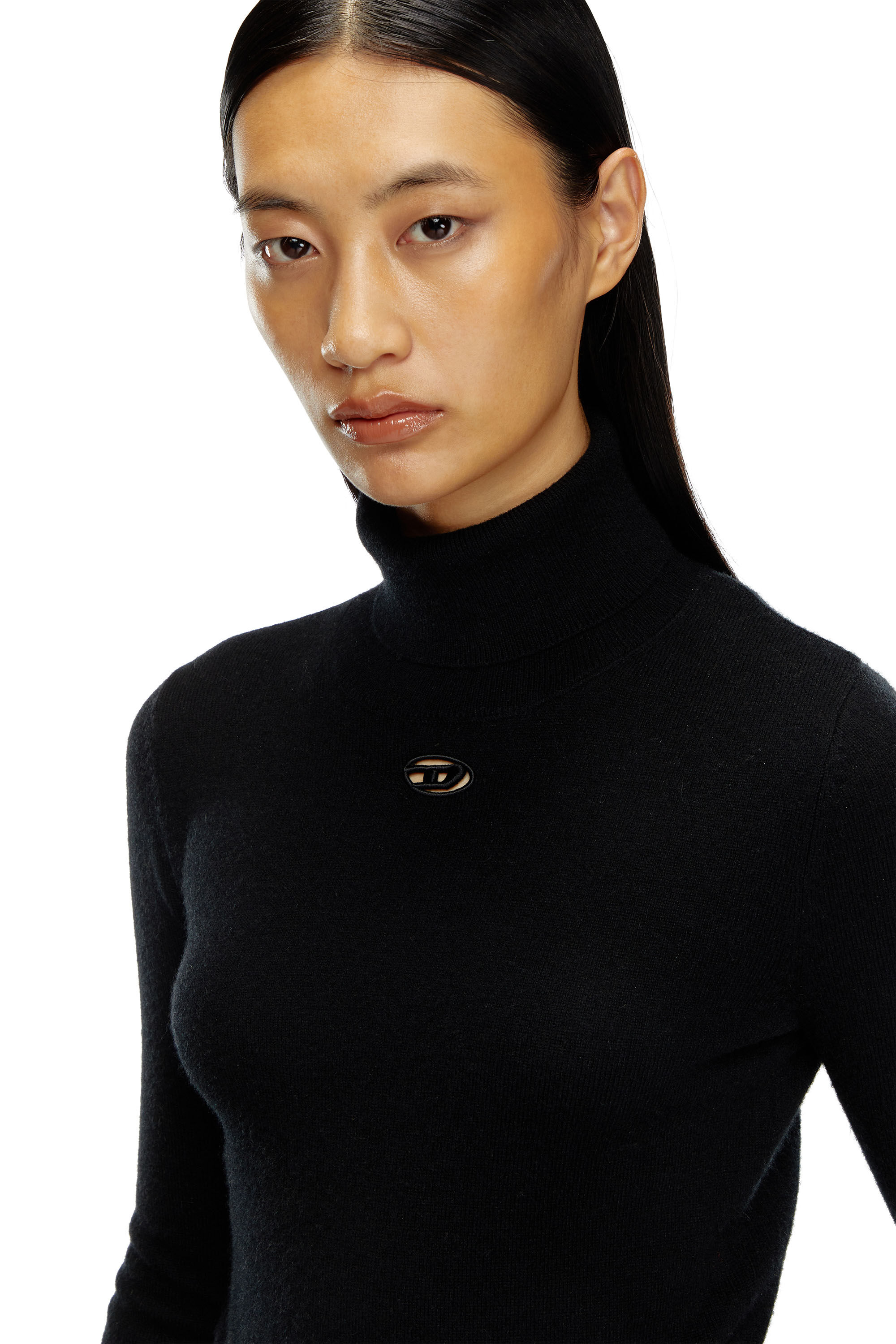 Diesel - M-AREESAX-TN, Woman's Turtleneck jumper in wool and cashmere in Black - 5