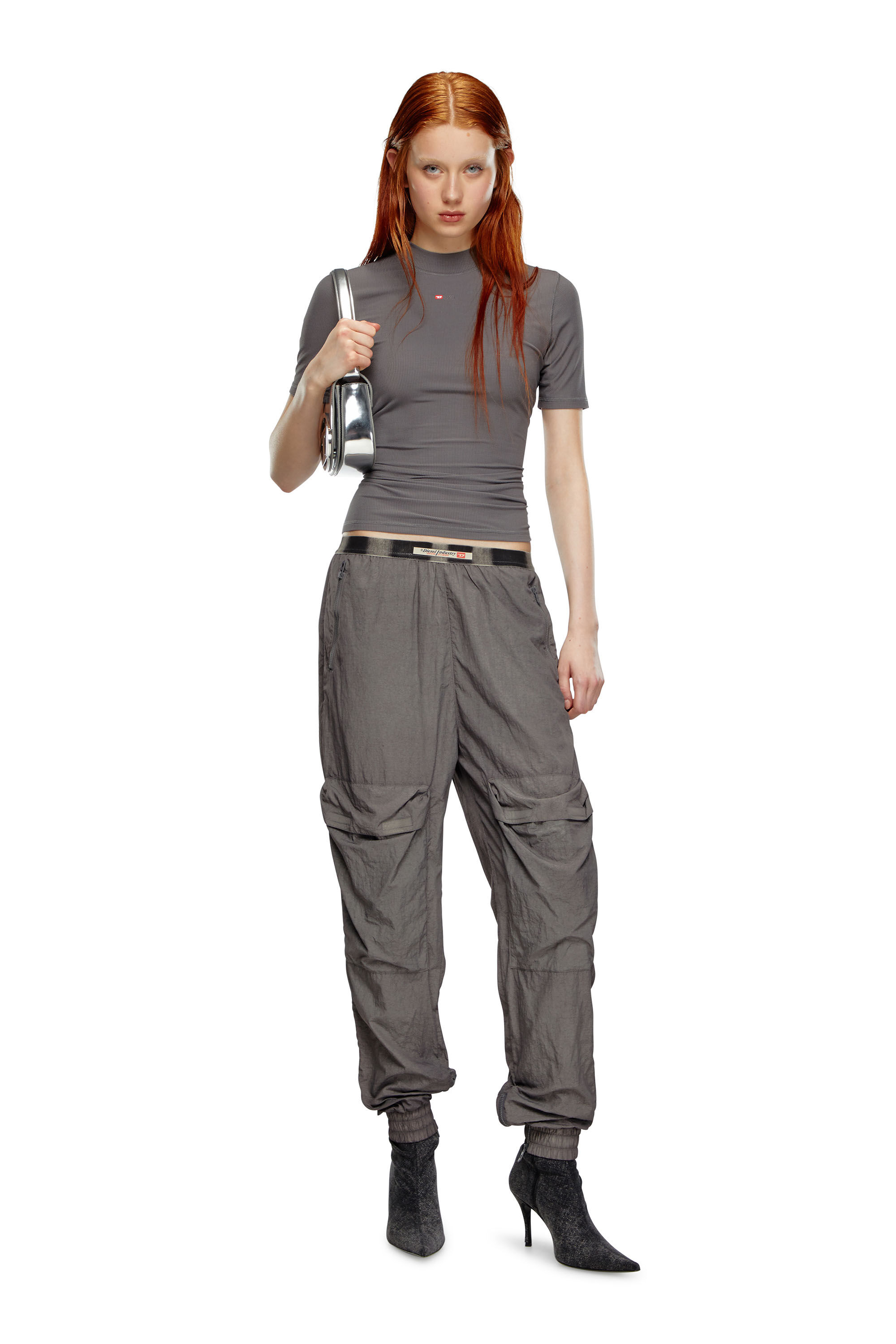 Diesel - P-ARADISE, Woman's Cargo pants in faded nylon in Grey - 1