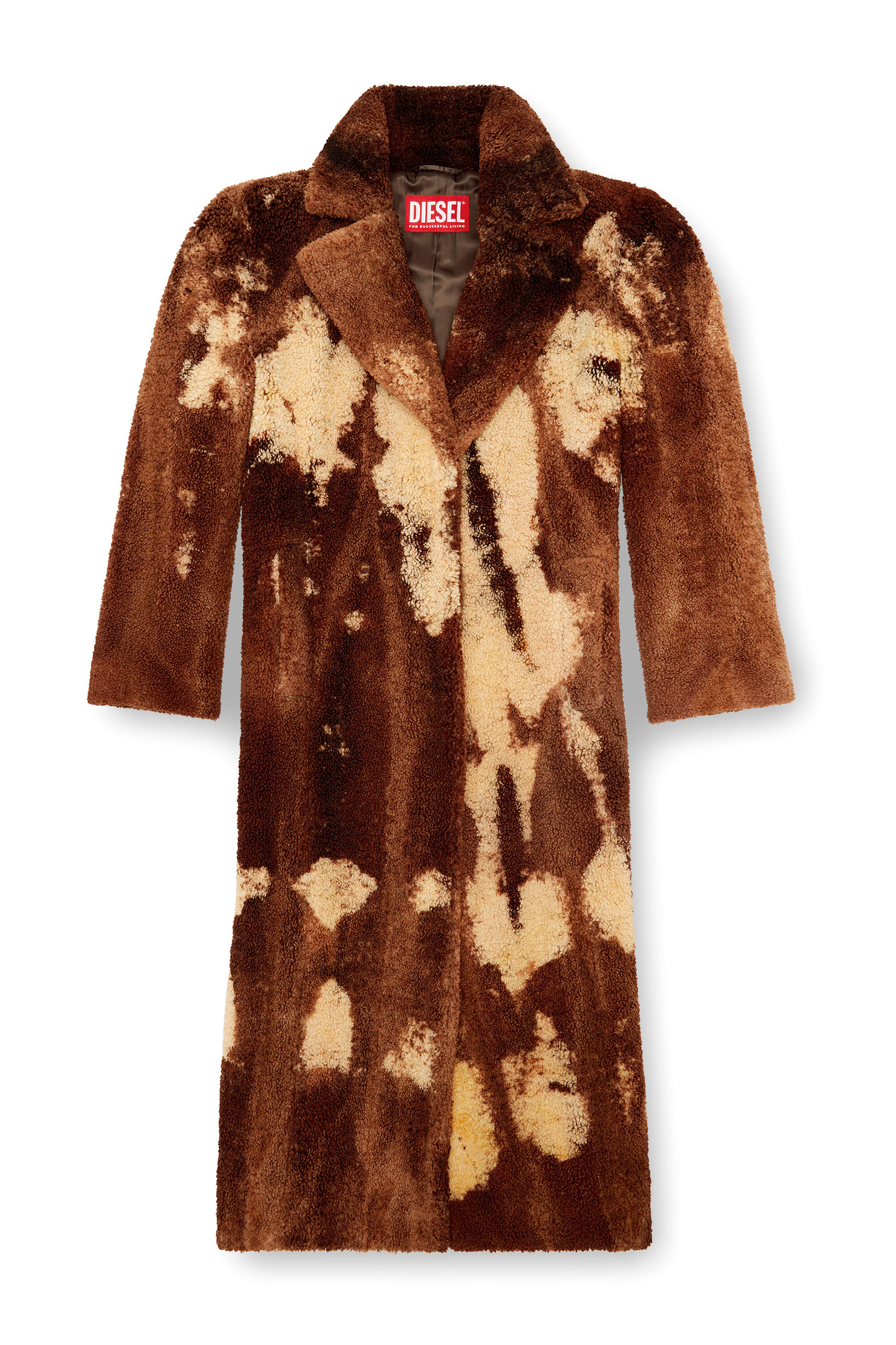 Diesel - W-ILLOW, Woman's Long coat in treated teddy fleece in Brown - 2