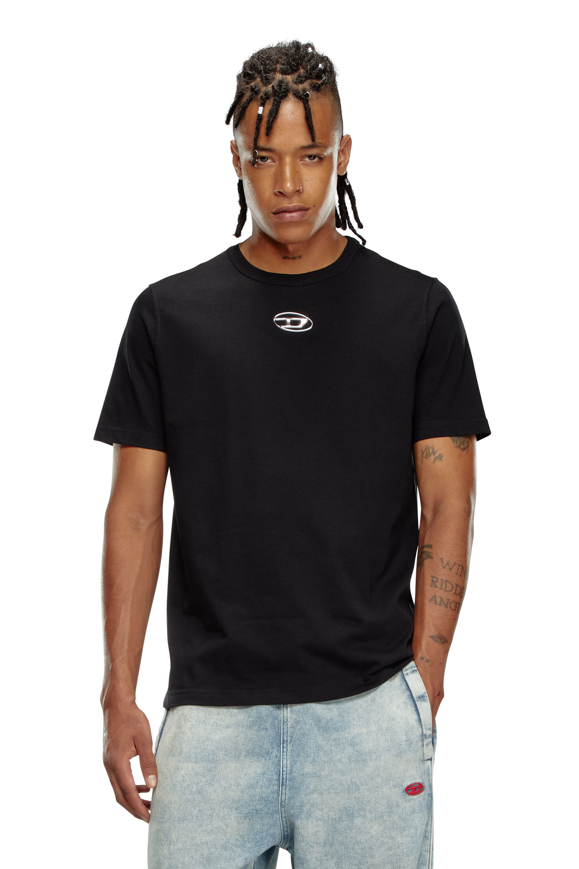 Men's T-shirt with metallic Oval D | Black | Diesel