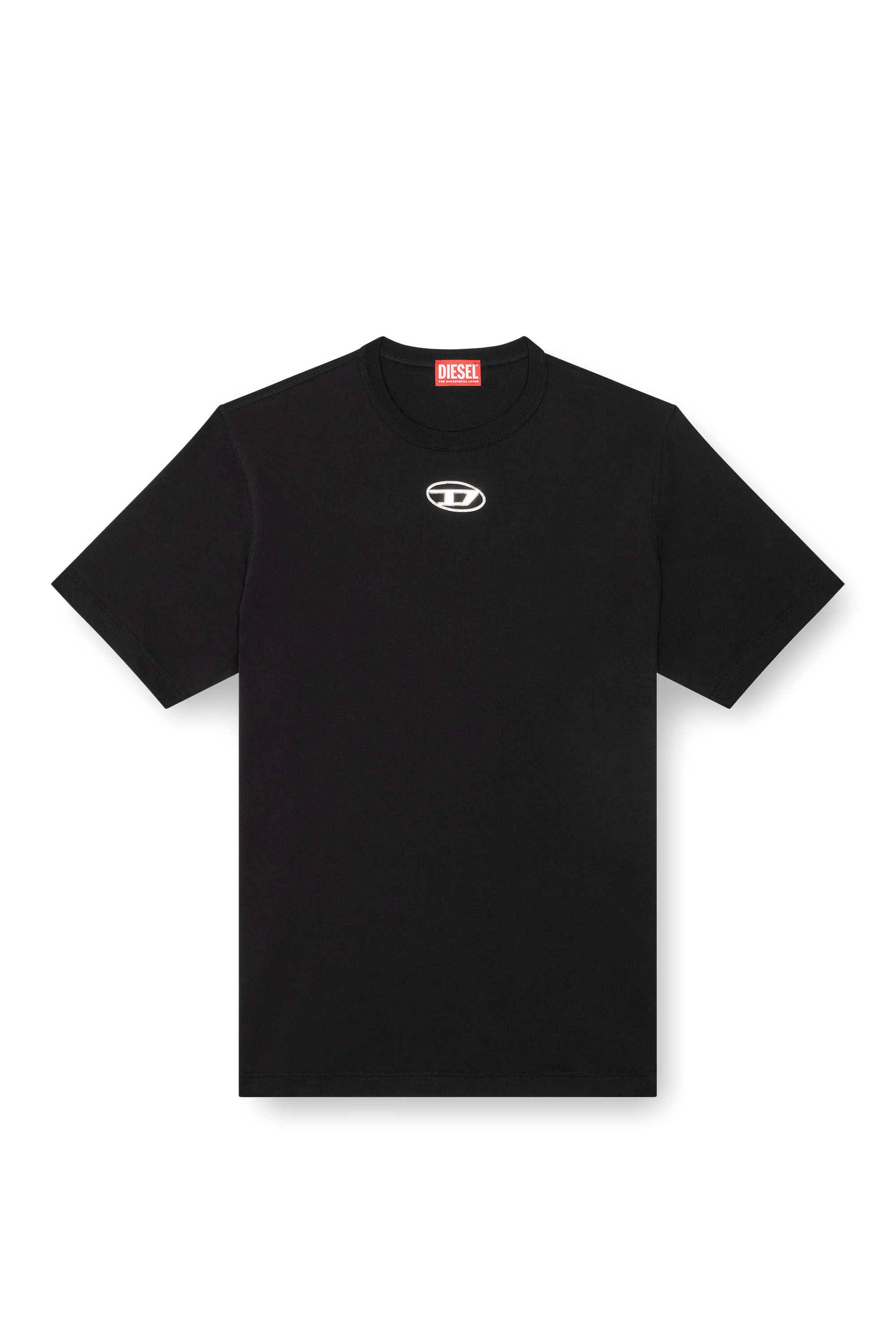 Men's T-shirt with metallic Oval D | Black | Diesel Men's T-shirt with metallic Oval D | Black | Diesel
