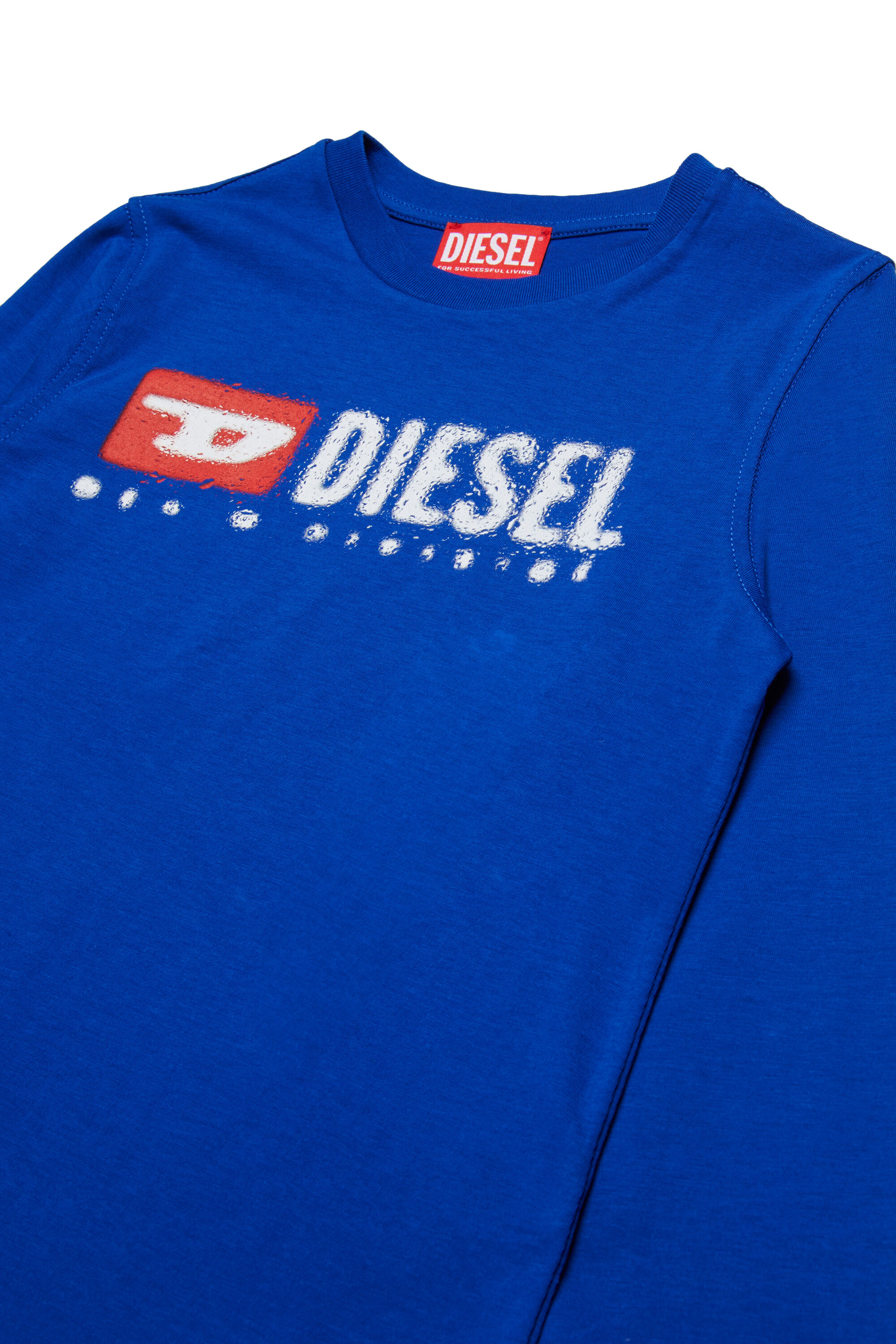 Diesel - TDROPS, Man's Cotton crew neck T-shirt with logo print in Blue - 3