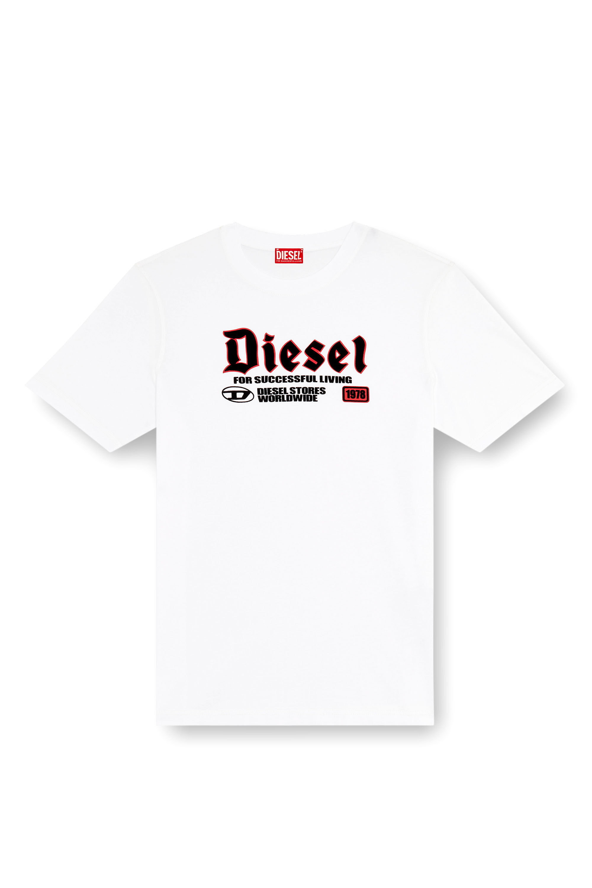 Men s T shirt with flocked Diesel print White Diesel