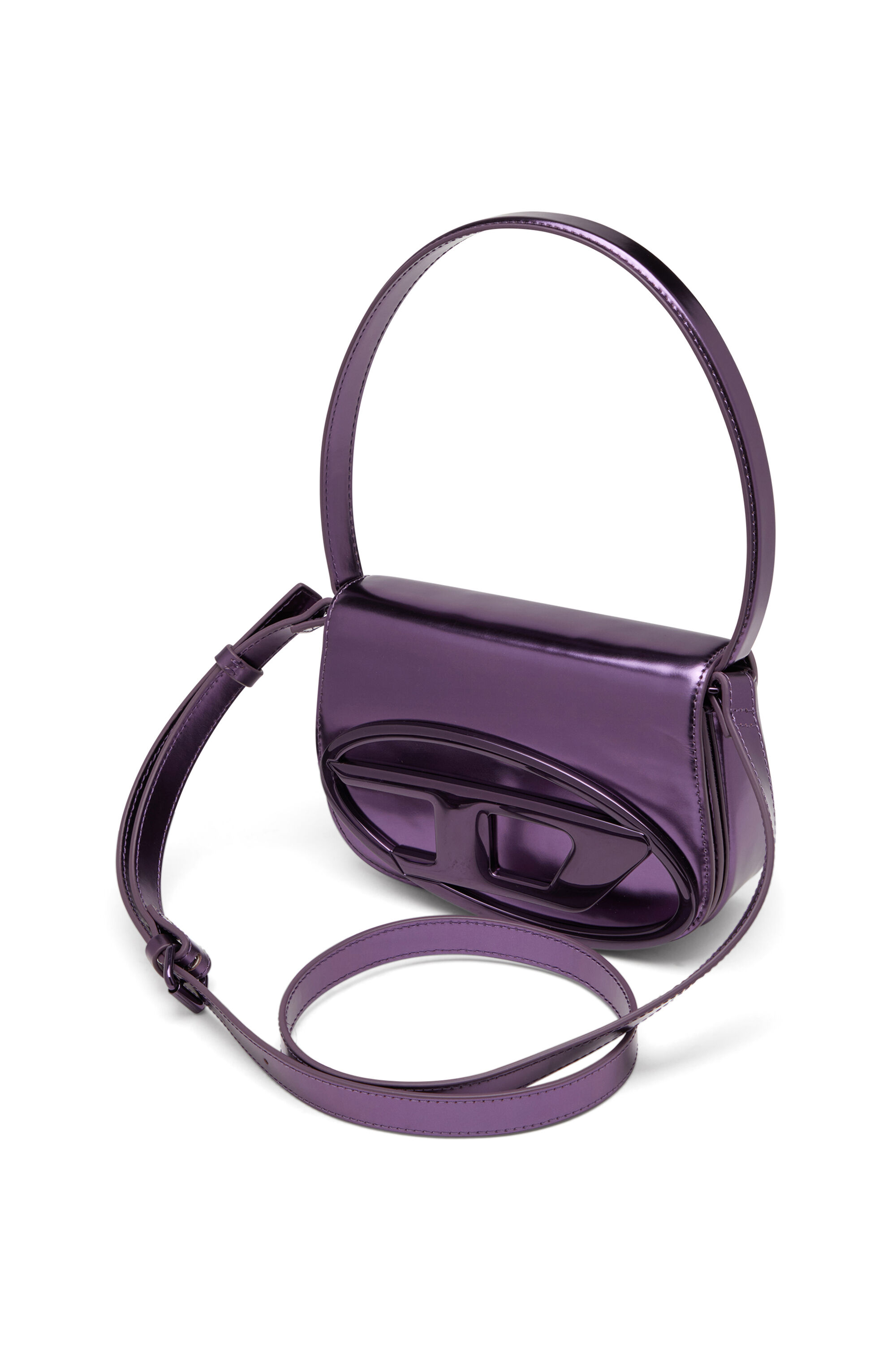 Women's 1DR-Iconic shoulder bag in mirrored leather | Violet Women's 1DR-Iconic shoulder bag in mirrored leather | Violet
