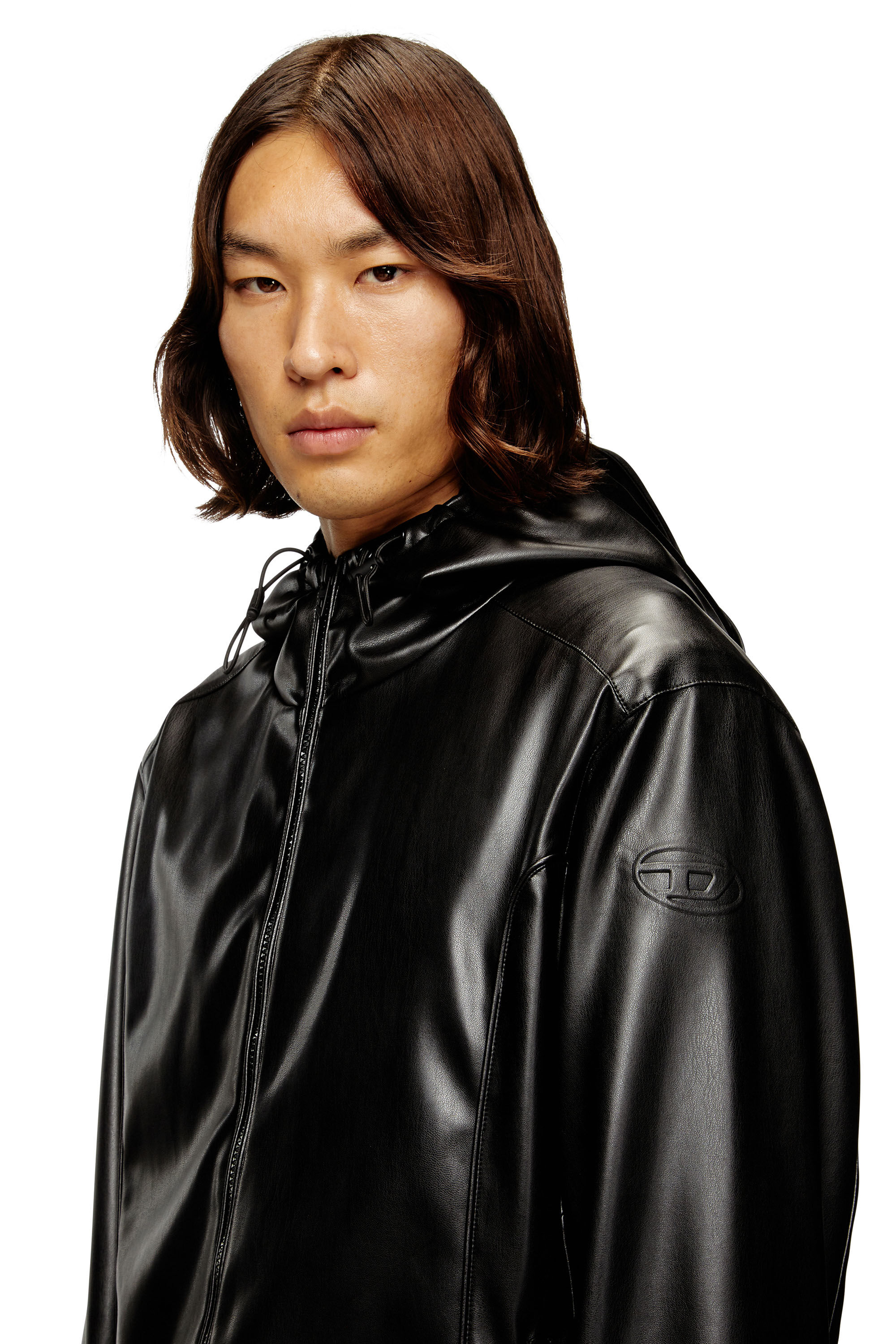 Men's Hooded windbreaker in coated fabric | Black | Diesel ID