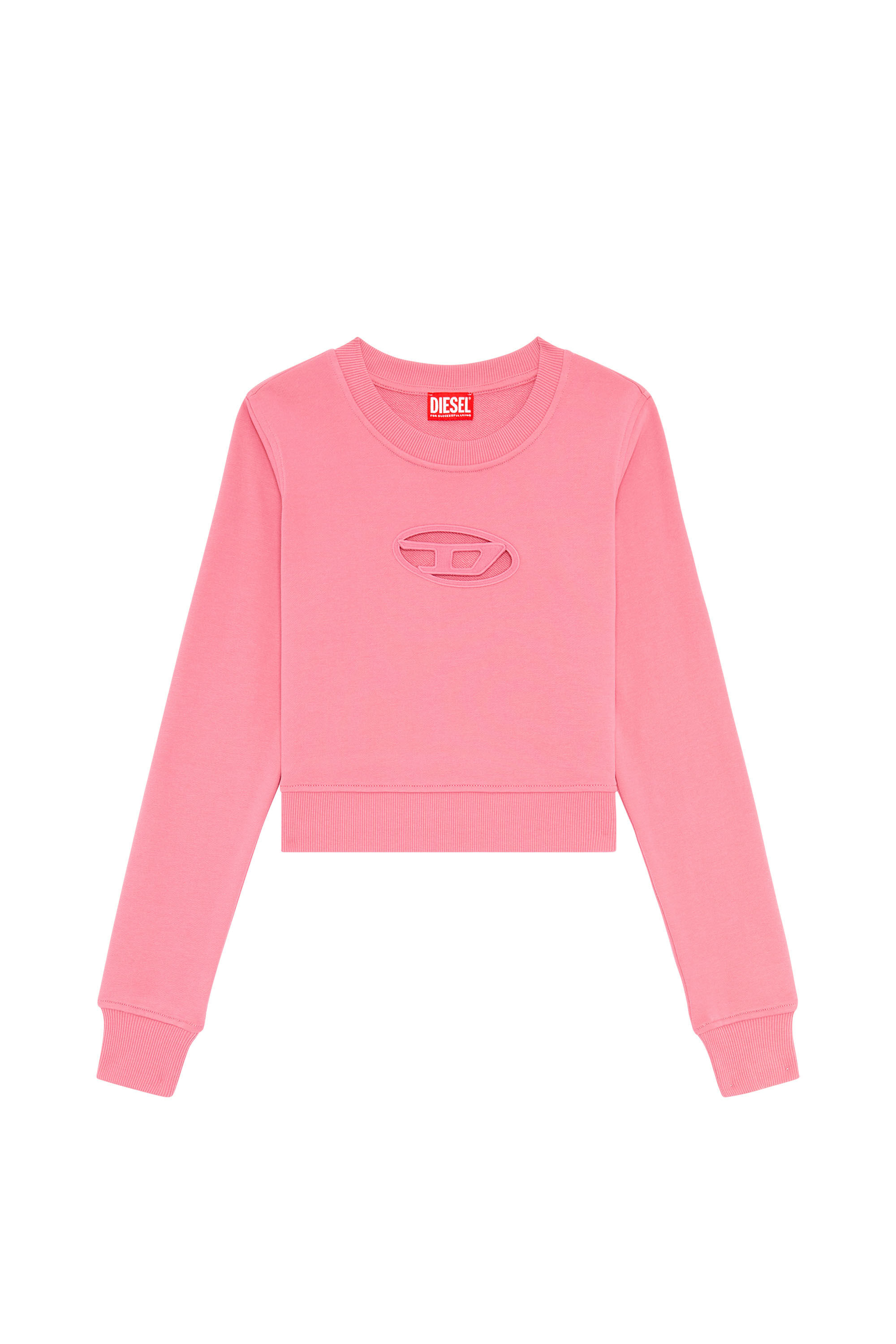 Diesel - F-SLIMMY-OD, Woman's Cropped sweatshirt with cut-out logo in Pink - 2