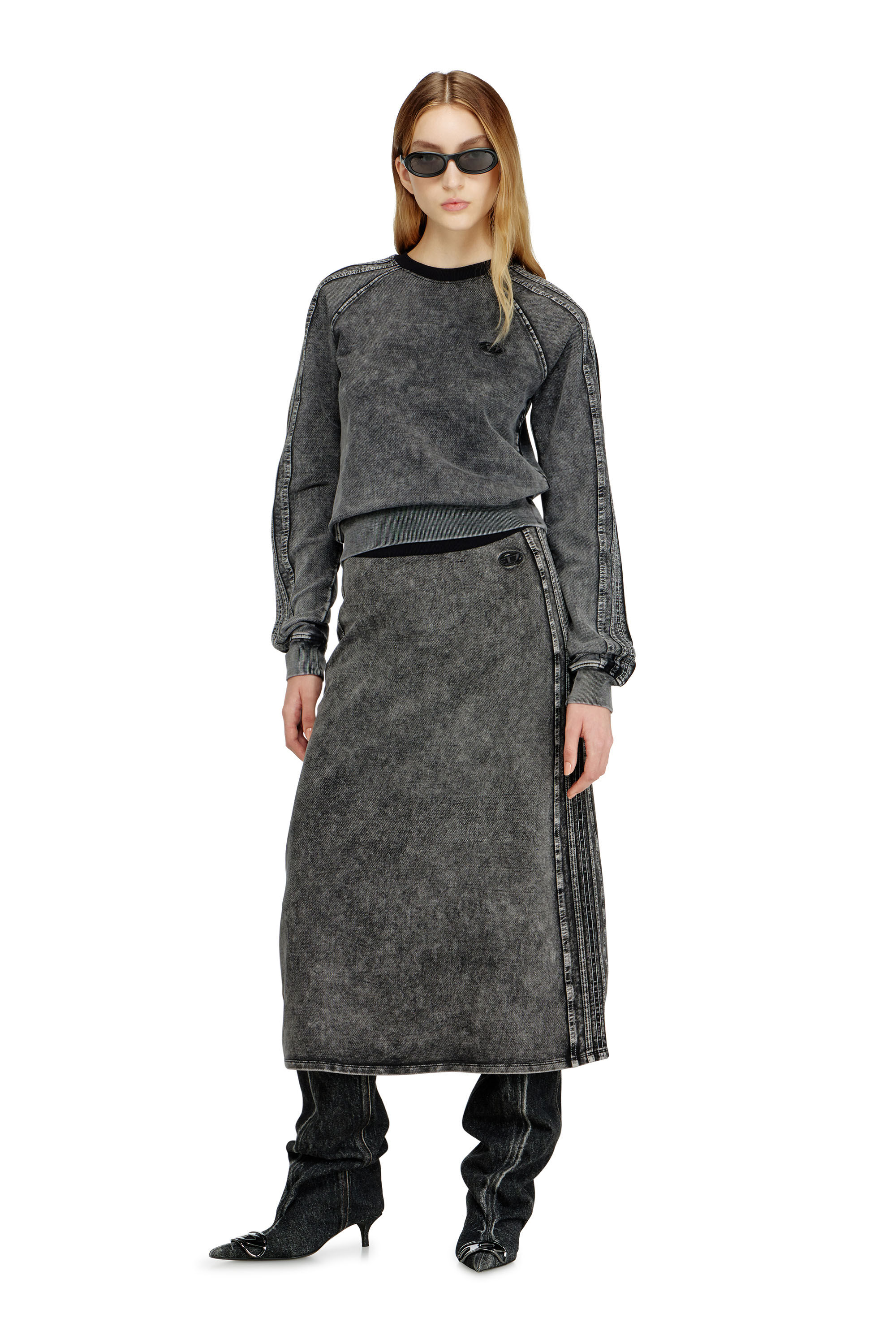Diesel - O-ERMY, Woman's Fleece cotton skirt with side bands in null - 1