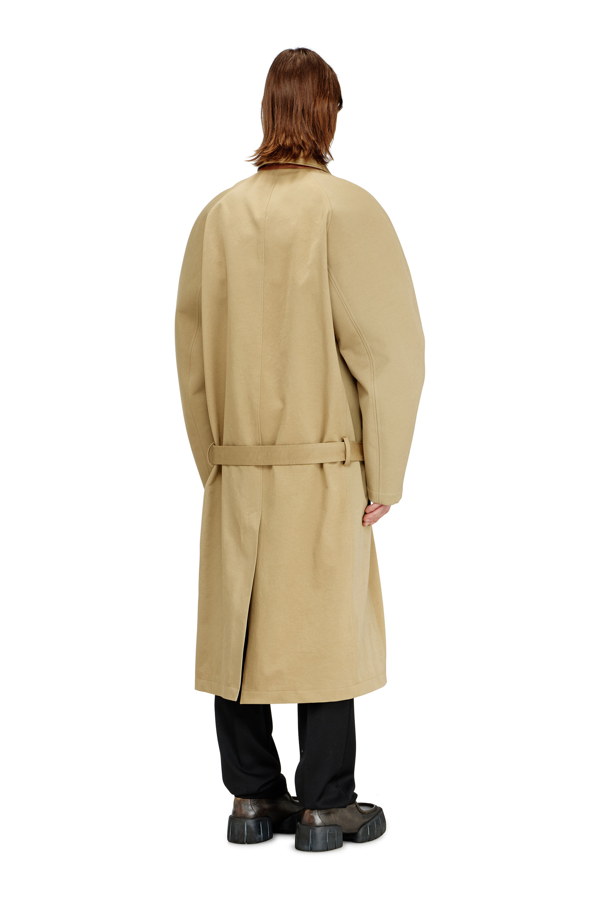 Diesel - J-ROUN, Man's Trench coat with cocoon sleeves in Light Brown - 4