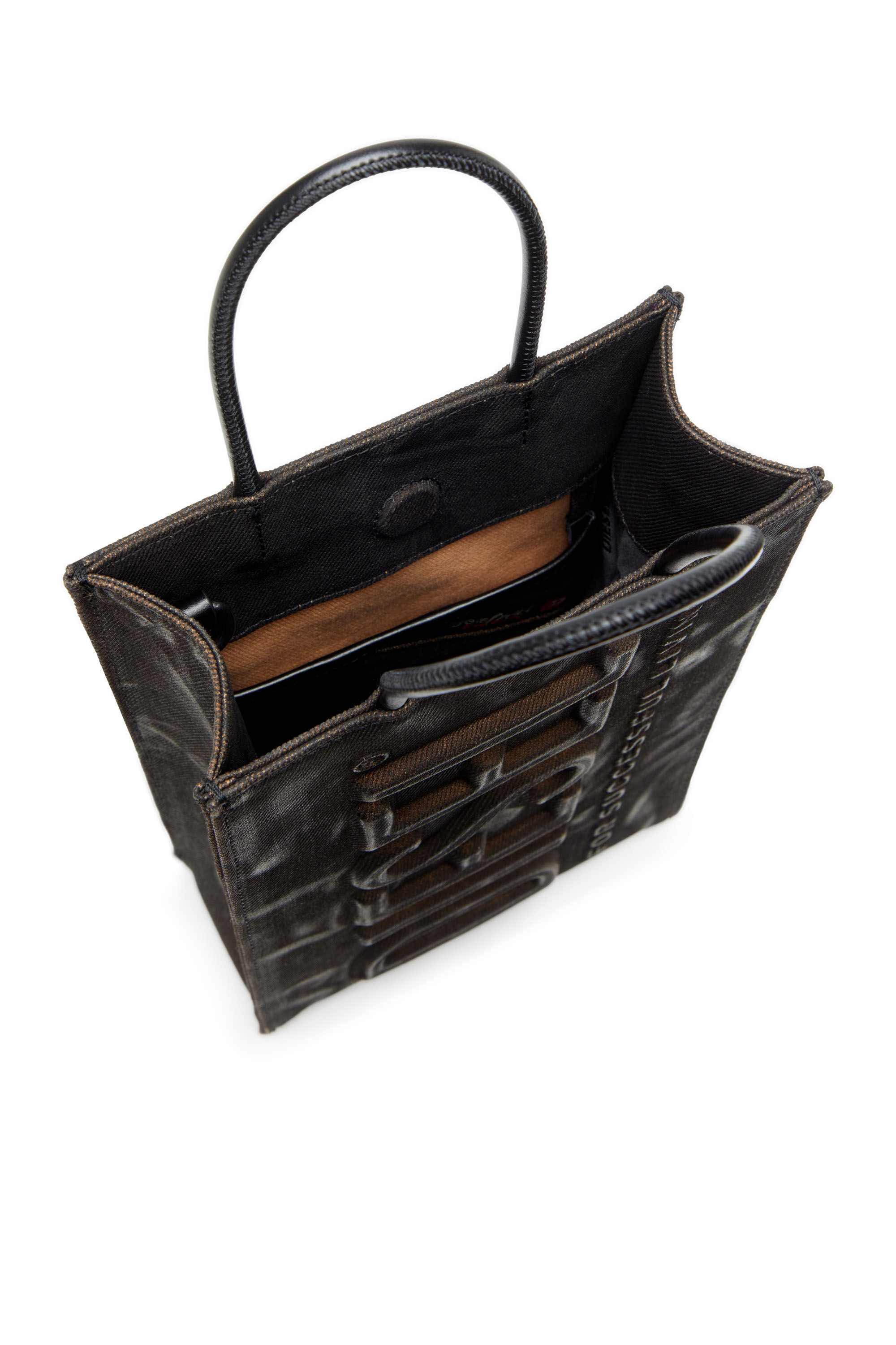 Diesel - LES SHOPPERS SHOPPER M X, Man's Les Shoppers-Tote bag in coated flocked denim in Black - 2
