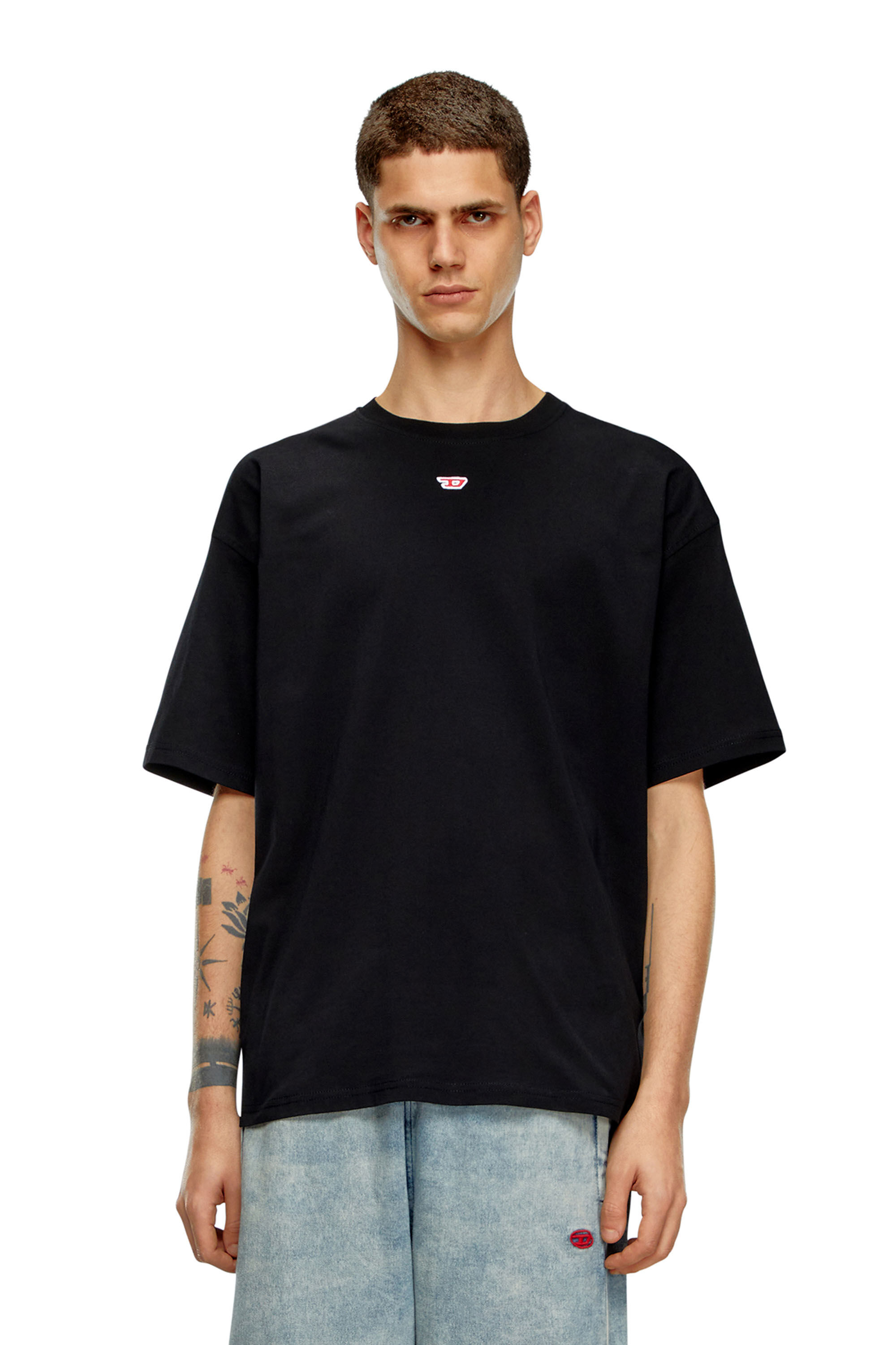 Diesel - T-BOXT-D, Unisex's T-shirt with embroidered D patch in Black - 3