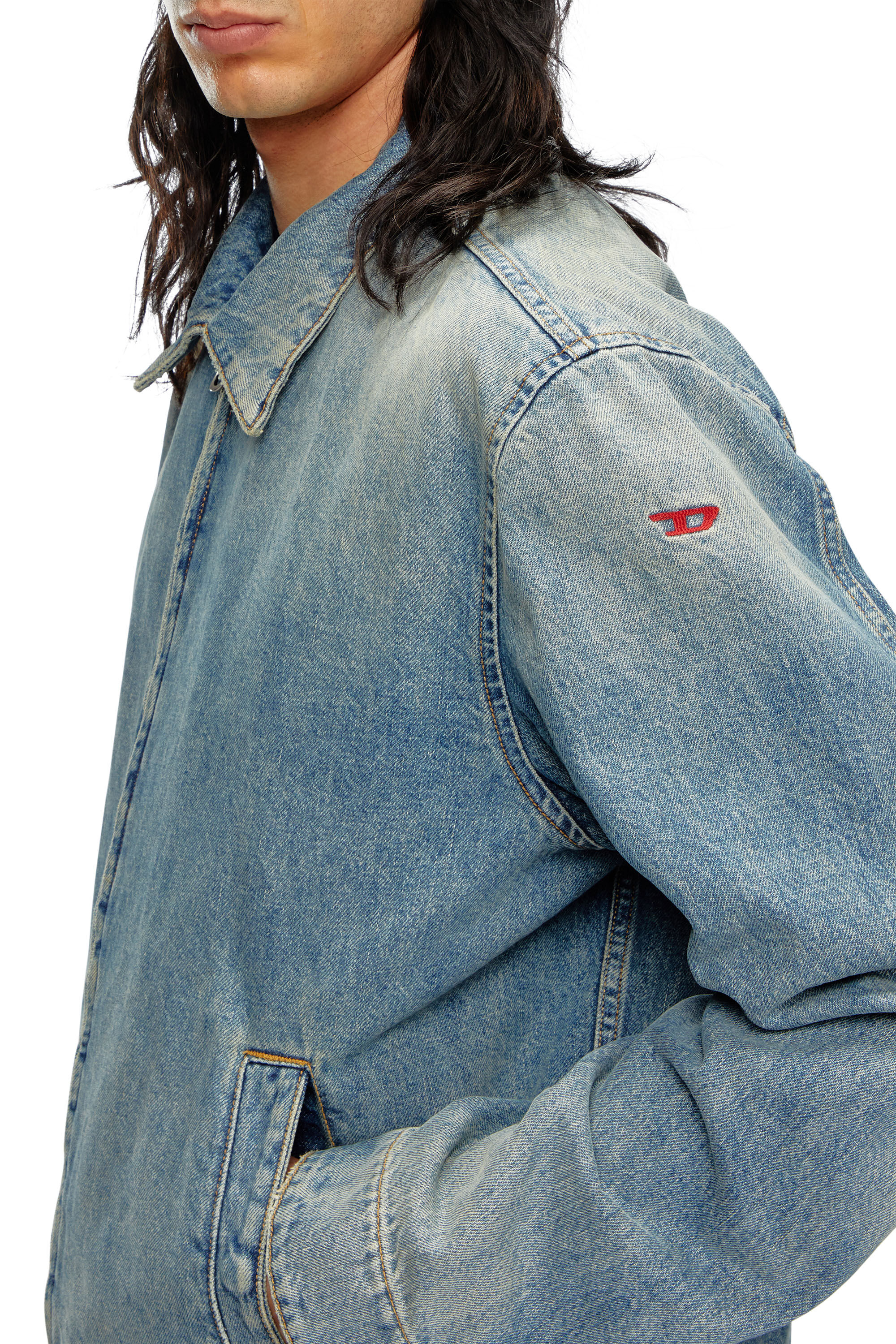 Diesel - D-ROHE, Man's Denim blouson jacket in Light Blue - 5