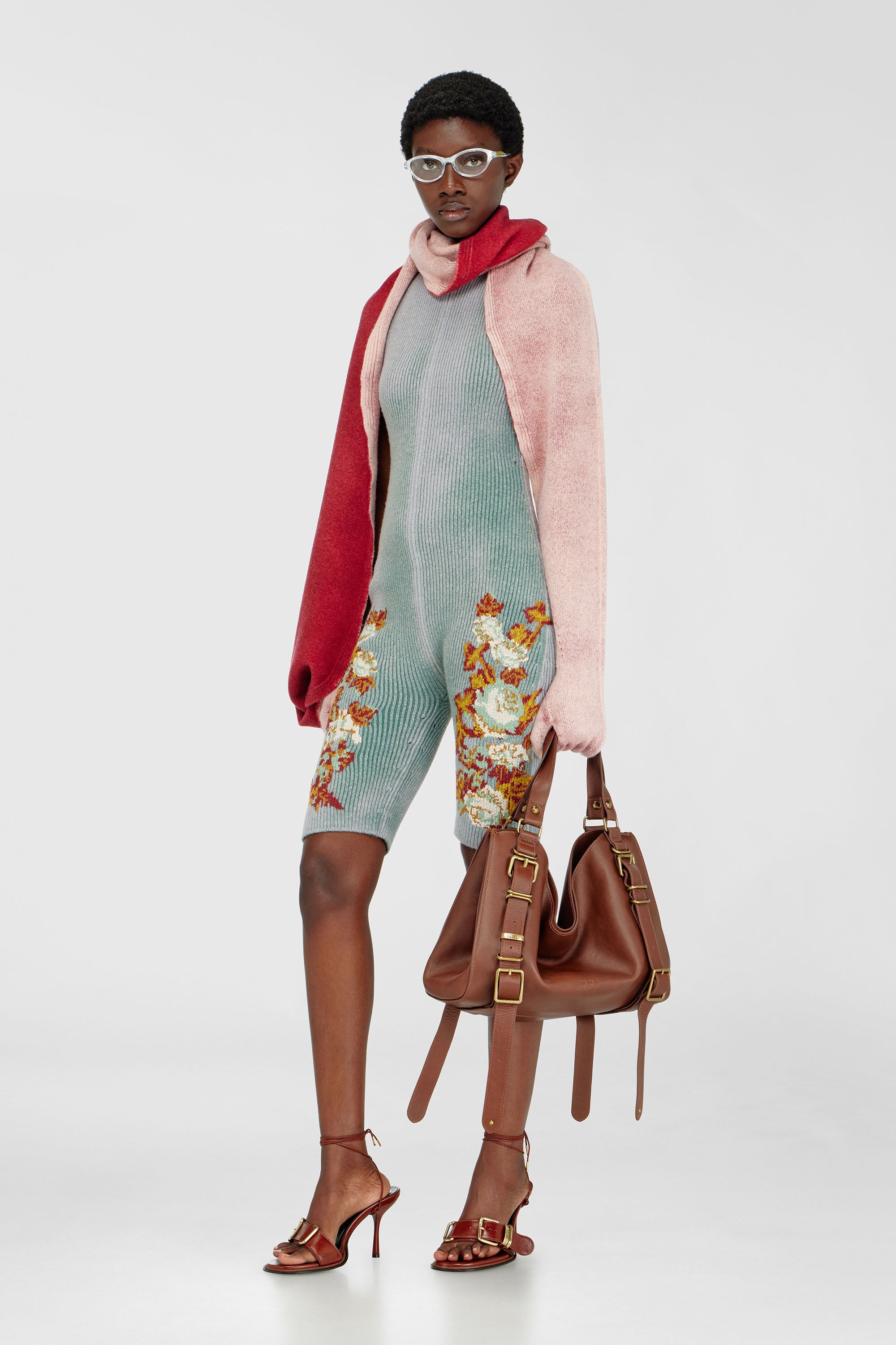 Diesel - M-RAREM, Woman's Knitted playsuit with floral motif in null - 1