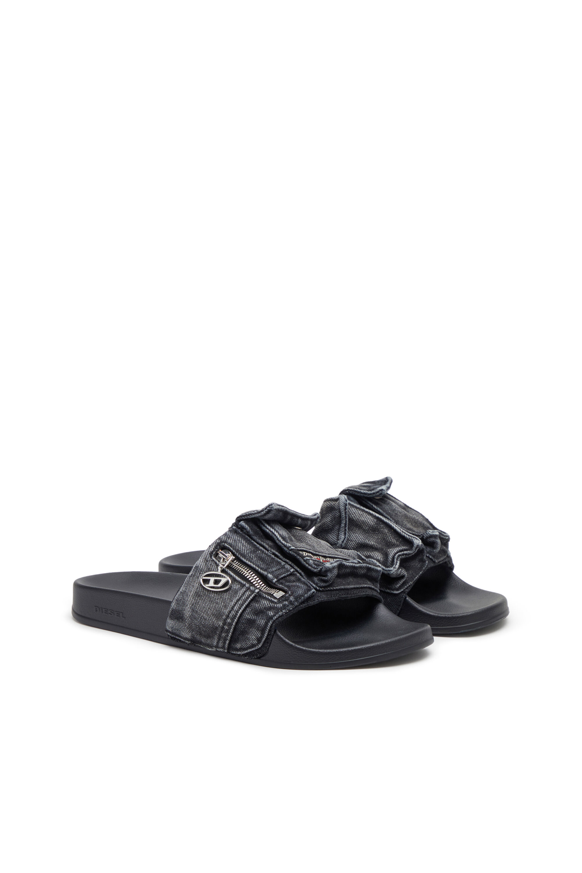 SA MAYEMI PK Man Denim pool slides with utility pockets Diesel