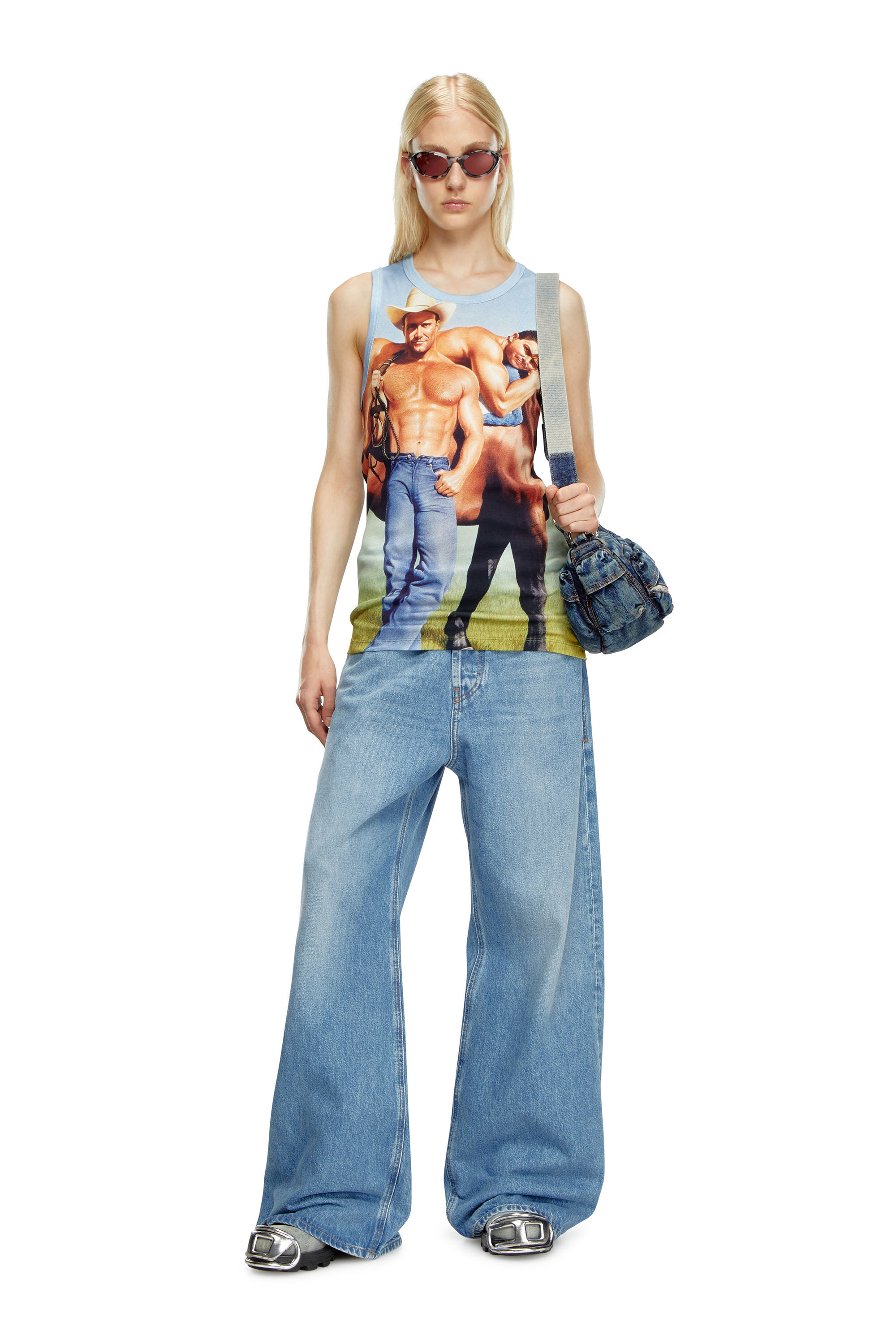 Diesel - PR-T-LIFTY-TANK, Unisex's Sleeveless T-shirt with all-over print in Blue - 6