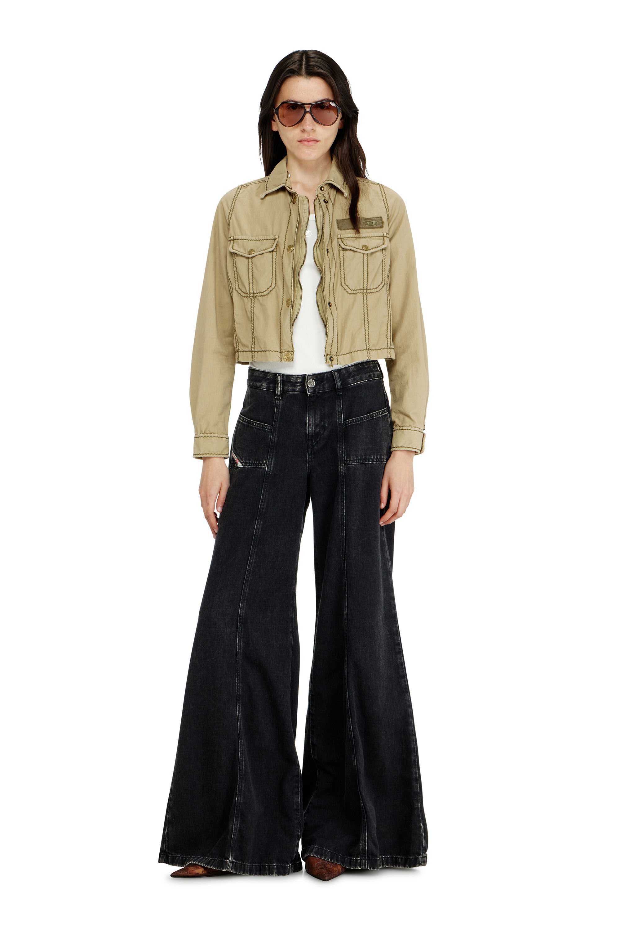 Women's Flare Jeans | Black/Dark grey | Diesel D-Akii