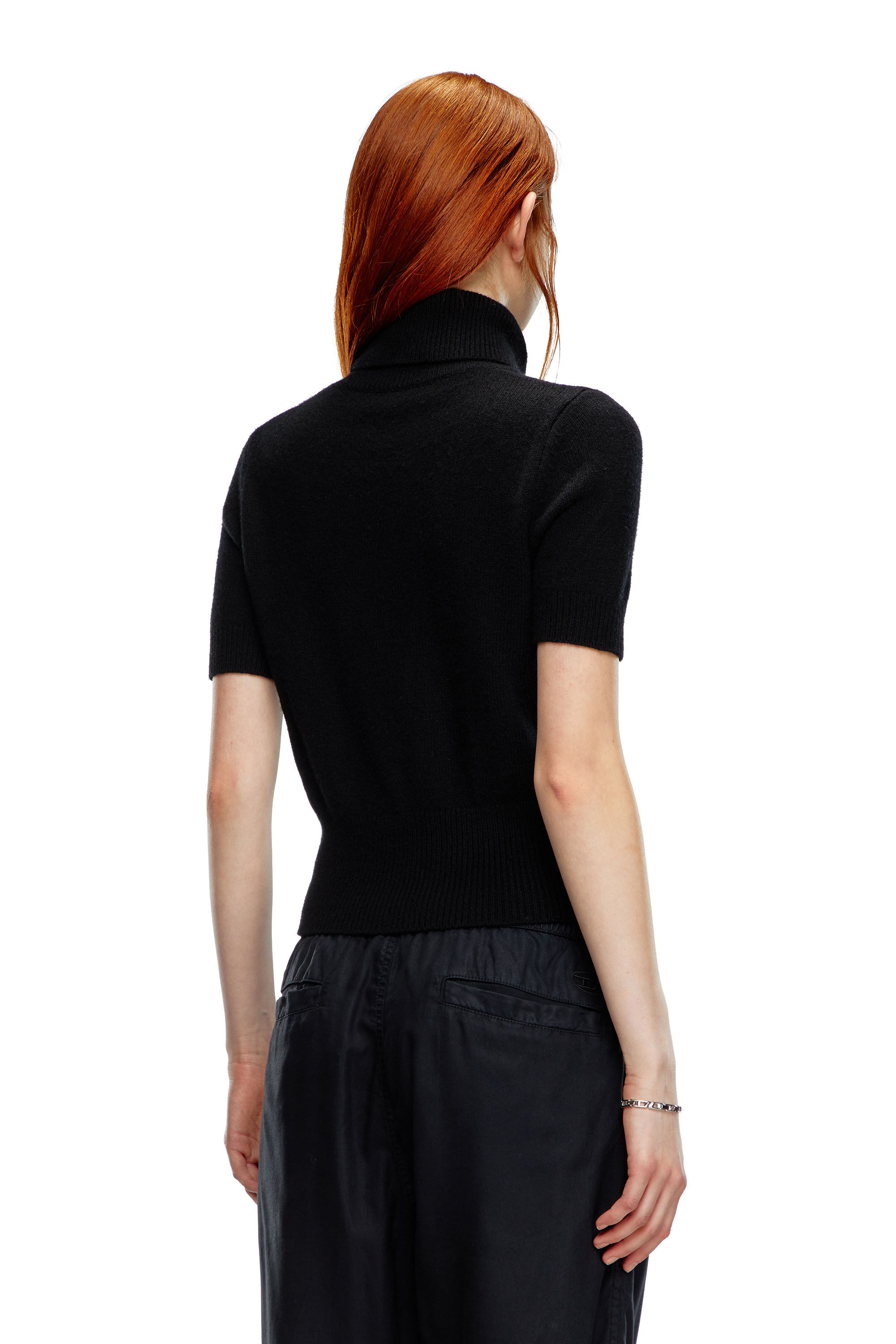 Diesel - M-ARGARET, Woman's Short-sleeve jumper with cut-out logo in Black - 4