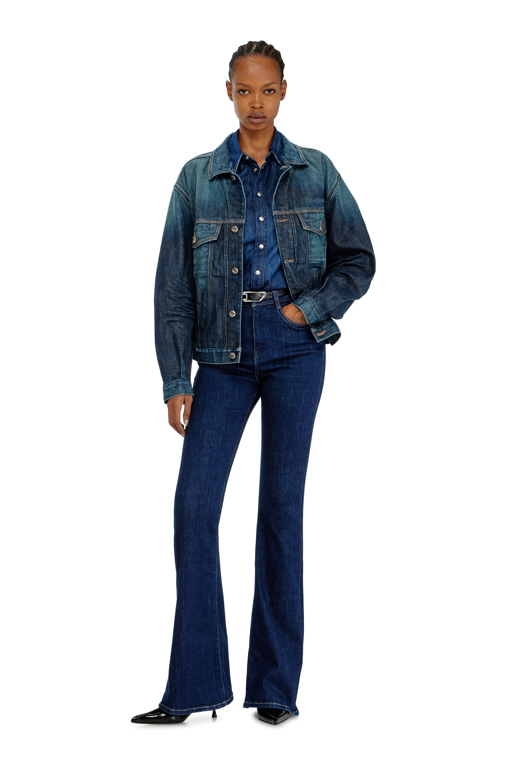 Diesel - D-DENVER-CL, Unisex's Trucker jacket in selvedge denim in Dark Blue - 7