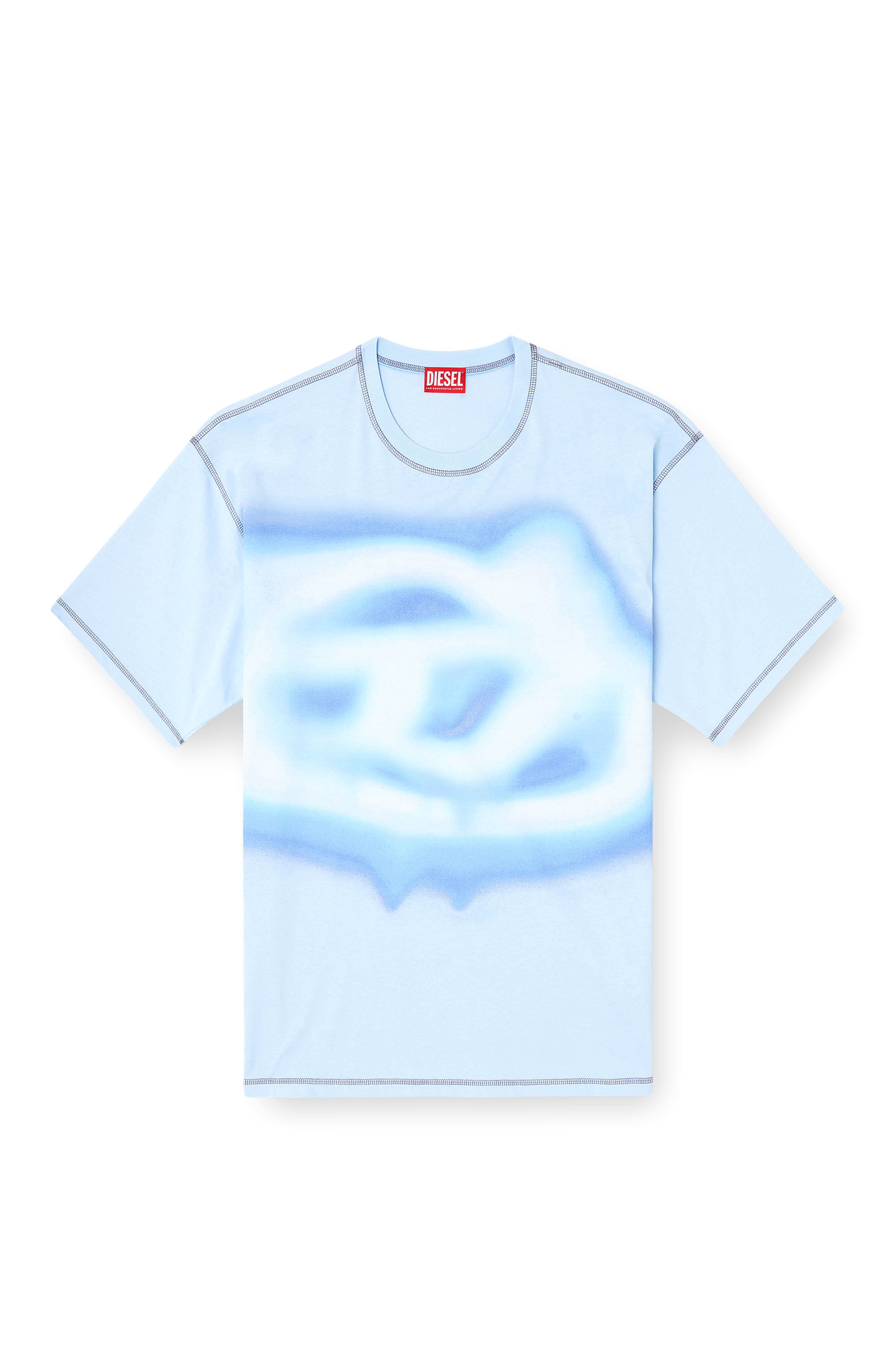 Diesel - T-BOXT-V11, Man's Relaxed T-shirt with water-effect print in Light Blue - 2